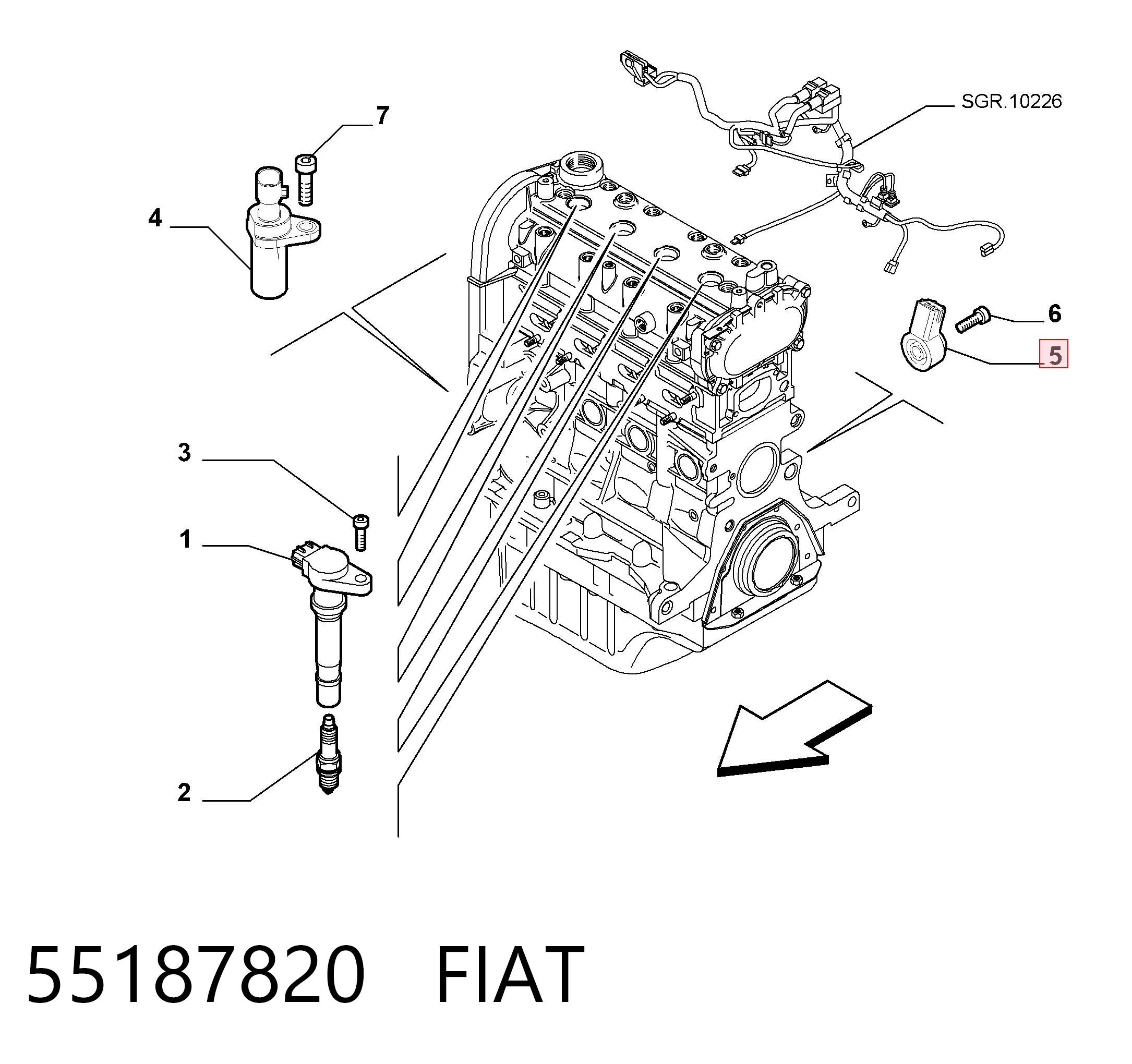 55187820 Fiat/Alfa/Lancia Датчик детонації