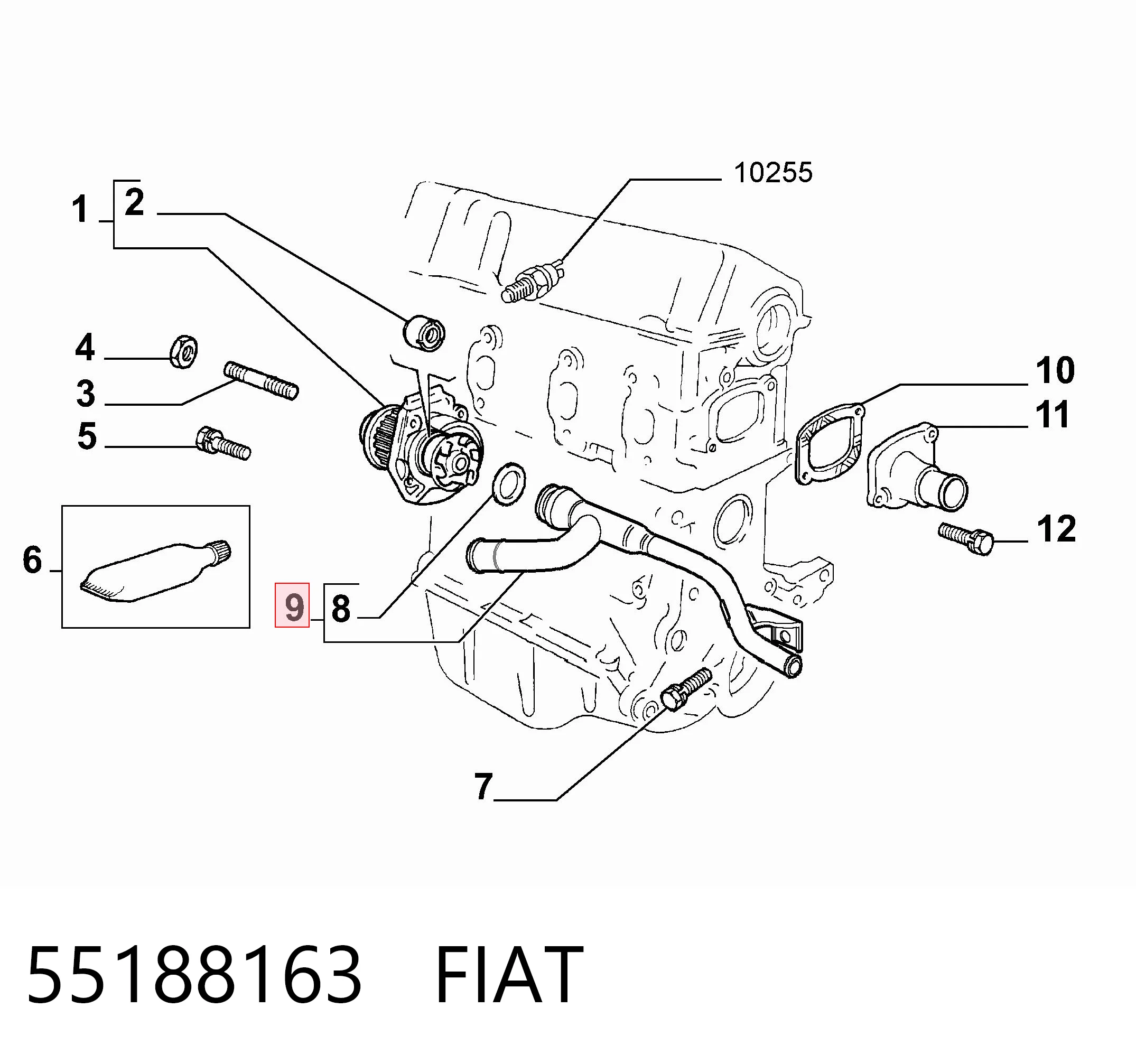 Патрубок термостата 93866064 Opel