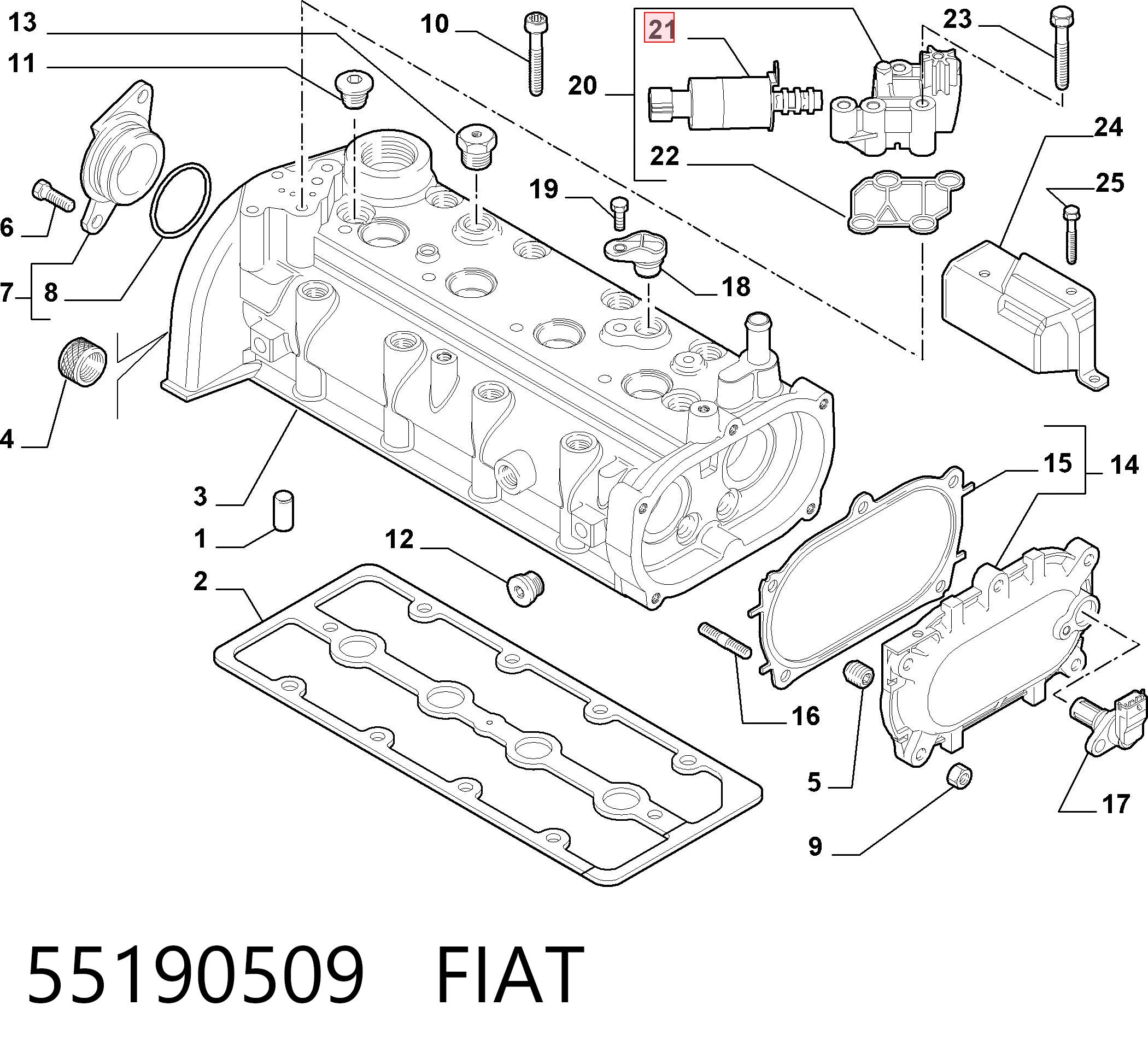 55190509 Fiat/Alfa/Lancia Клапан електромагнітний положення розподільного