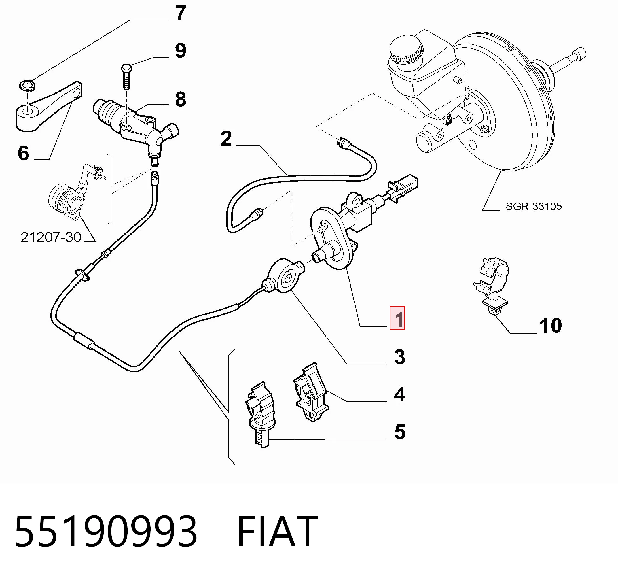 55190993 Fiat/Alfa/Lancia Циліндр зчеплення, головний