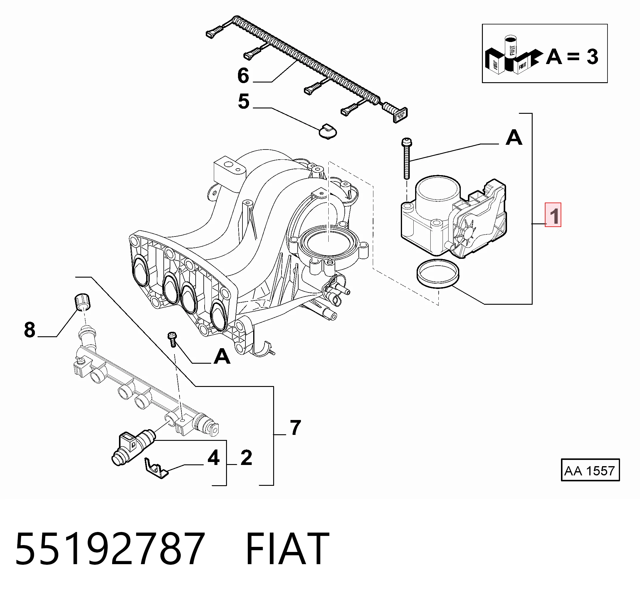 55192787 Fiat/Alfa/Lancia Дросільна заслінка в зборі