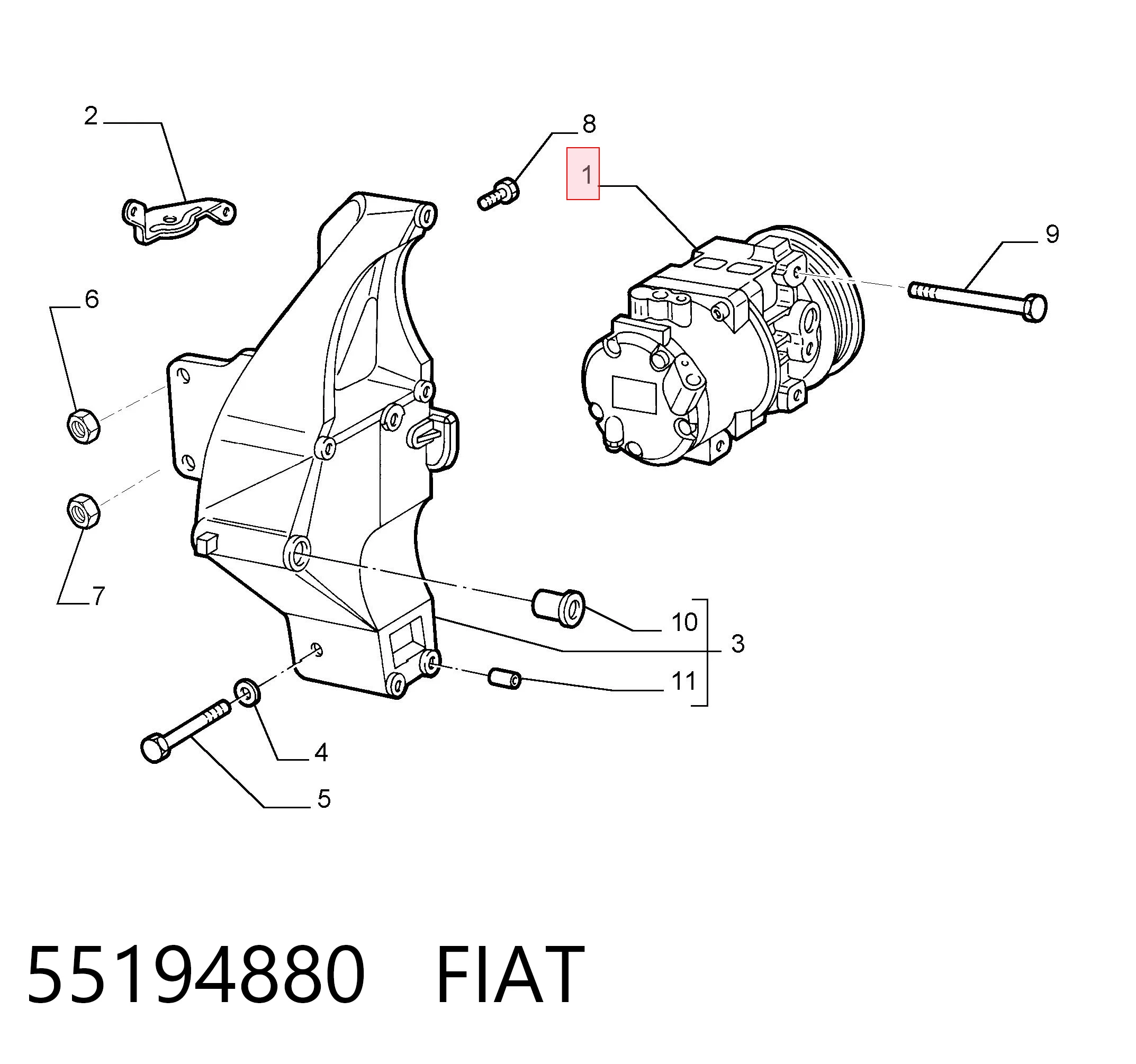 55194880 Fiat/Alfa/Lancia Компресор холодоагенту