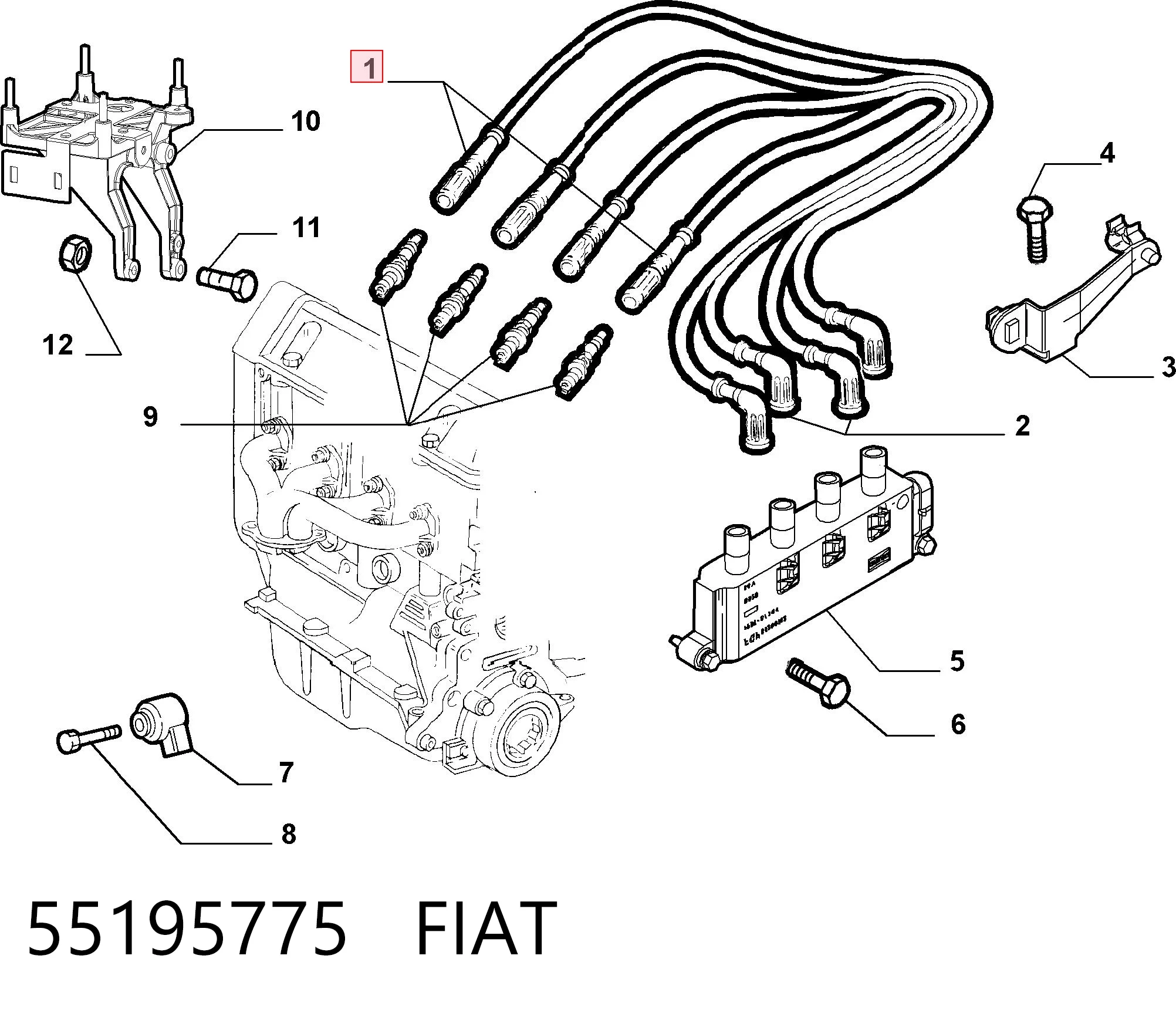 55195775 Fiat/Alfa/Lancia Проводи високовольтні