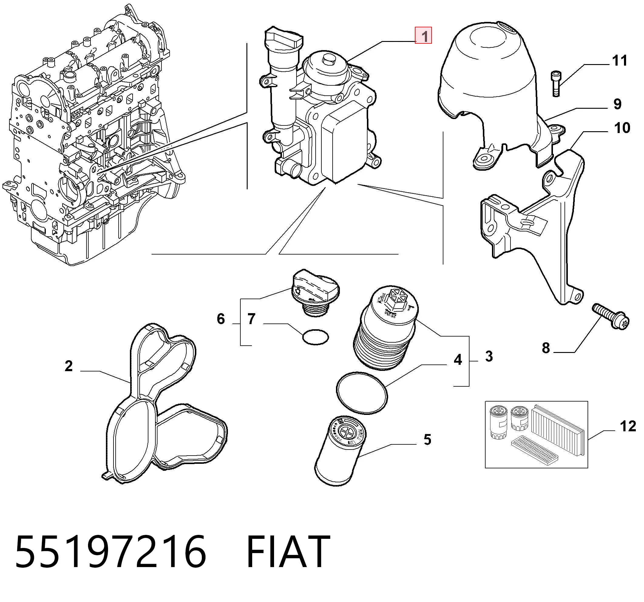55197216 Fiat/Alfa/Lancia Корпус маслофільтра