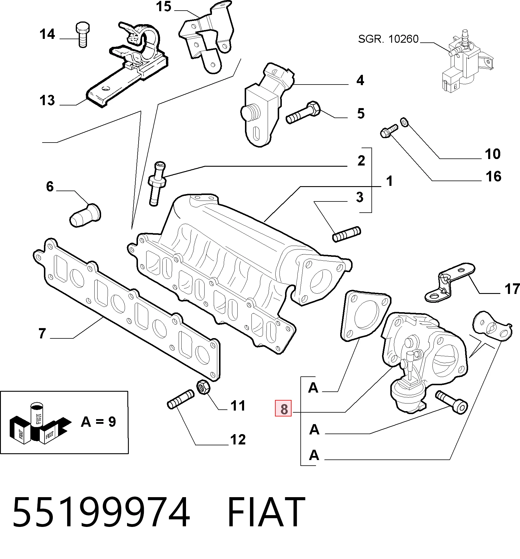 Дросільна заслінка в зборі на Fiat Croma II 194