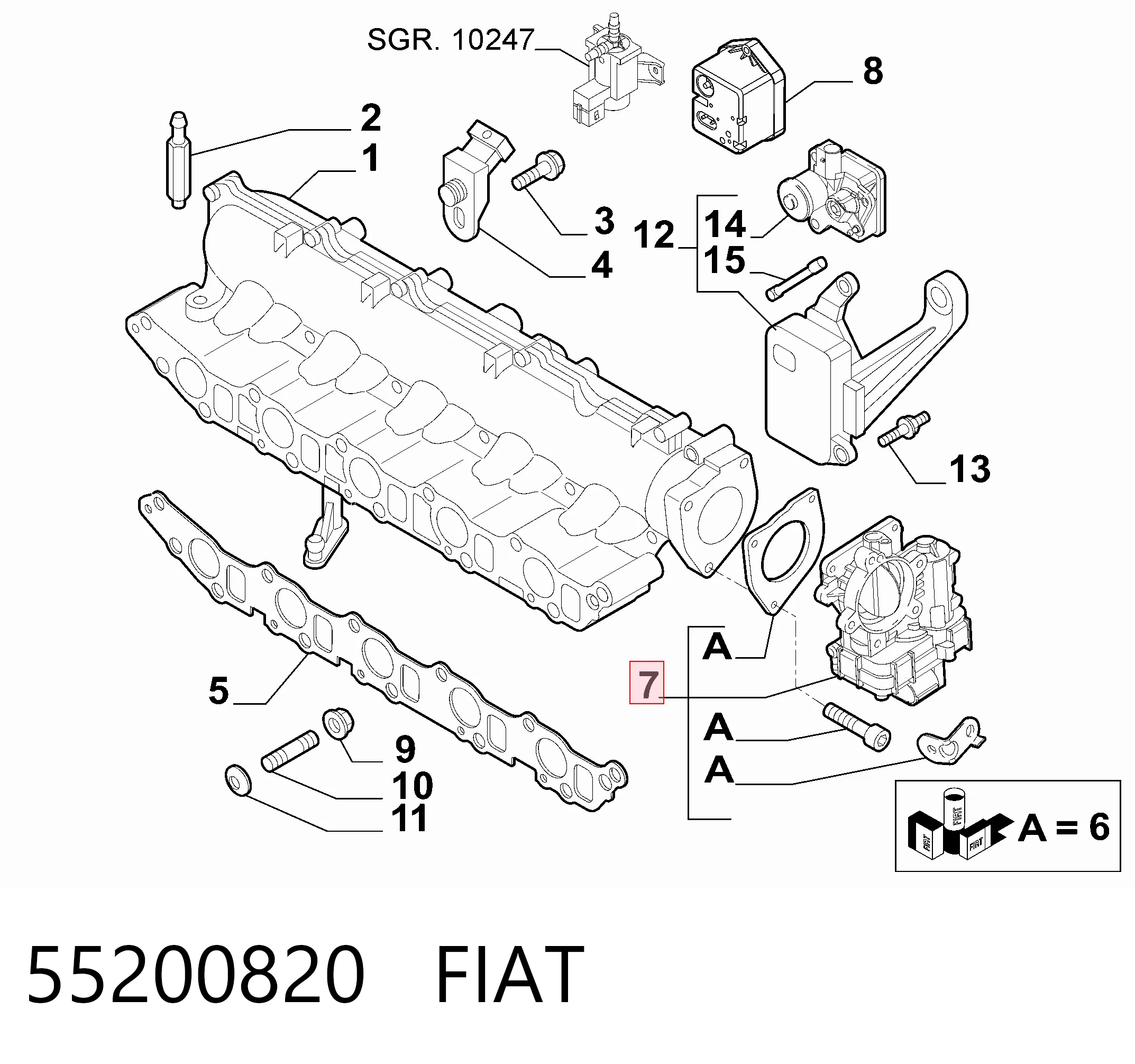 55200820 Fiat/Alfa/Lancia Дросільна заслінка в зборі