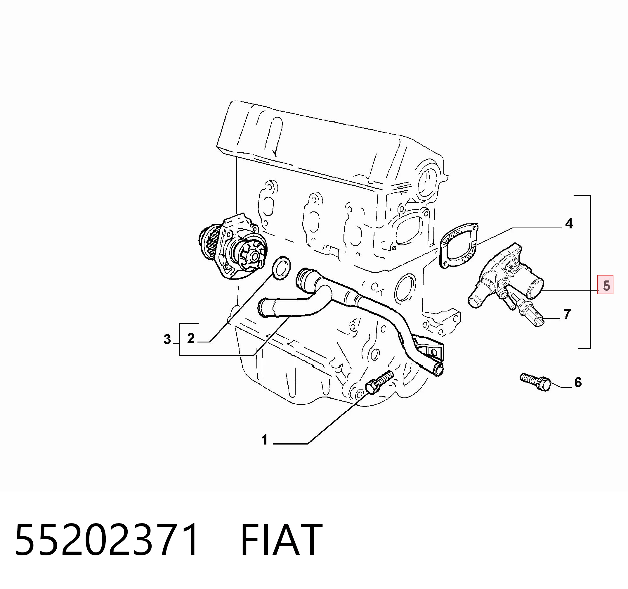 55202371 Fiat/Alfa/Lancia Корпус термостата в зборі