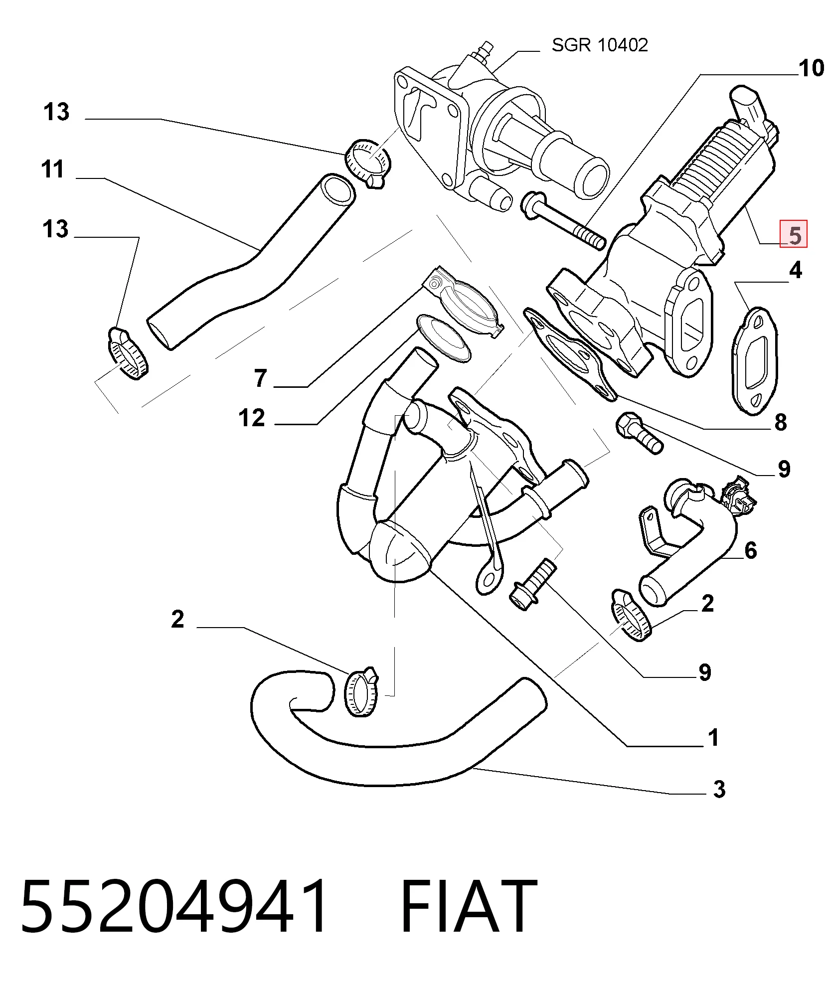 55204941 Fiat/Alfa/Lancia Клапан рециркуляції відпрацьованих газів EGR