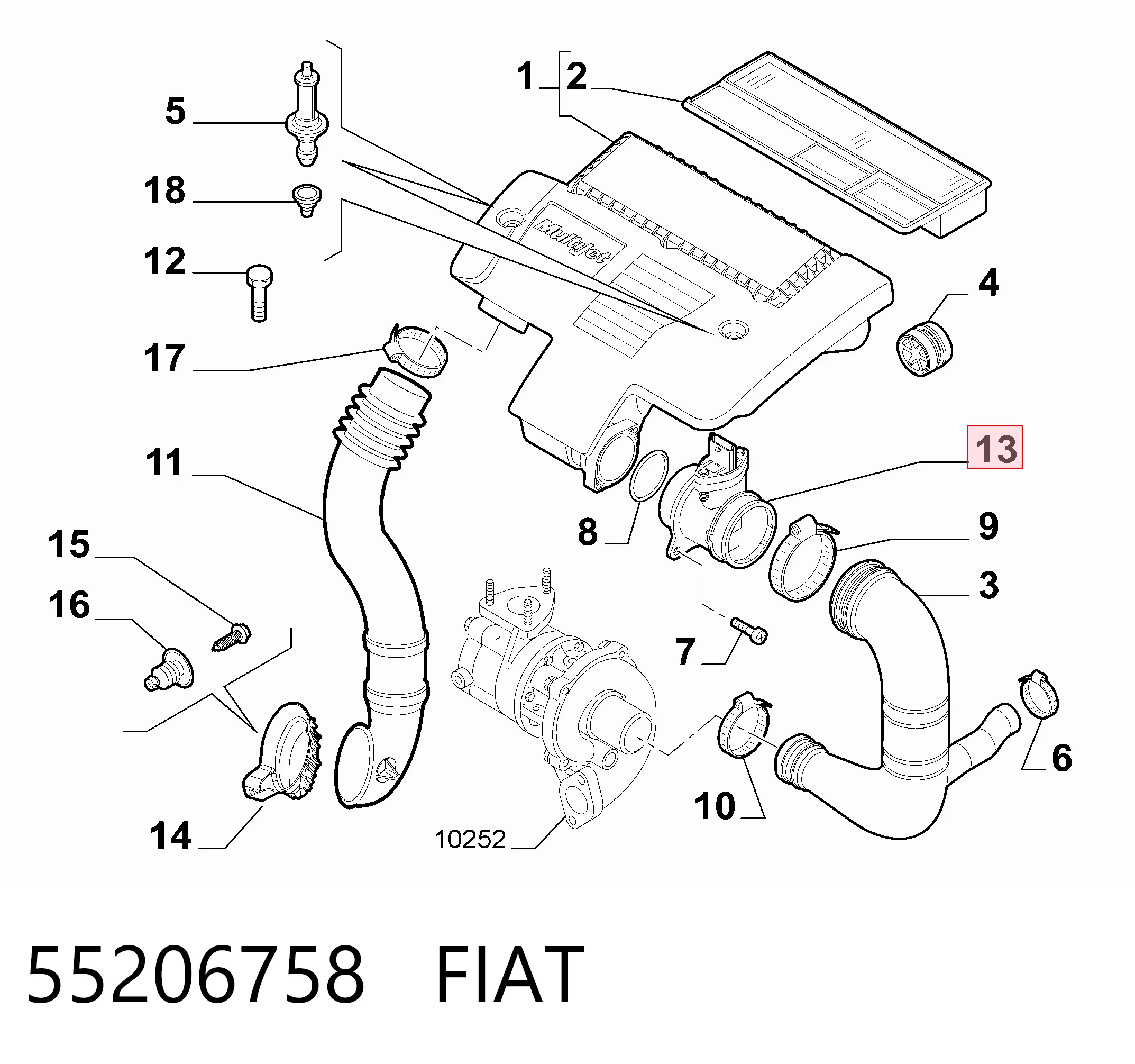 55206758 Fiat/Alfa/Lancia Датчик витрати повітря