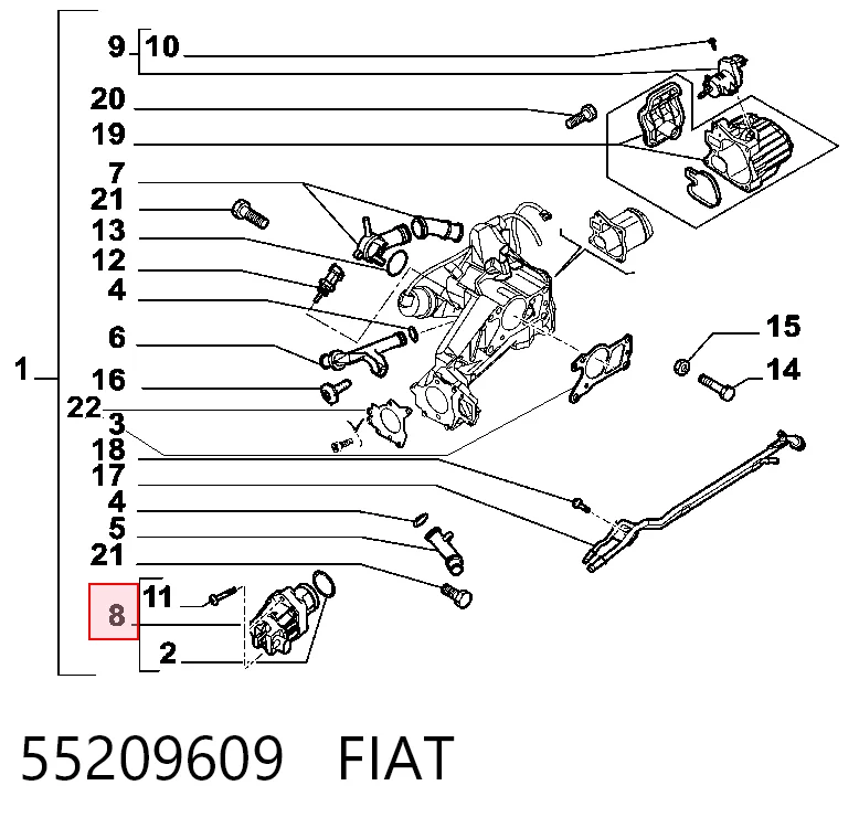 55209609 Fiat/Alfa/Lancia Клапан рециркуляції відпрацьованих газів EGR