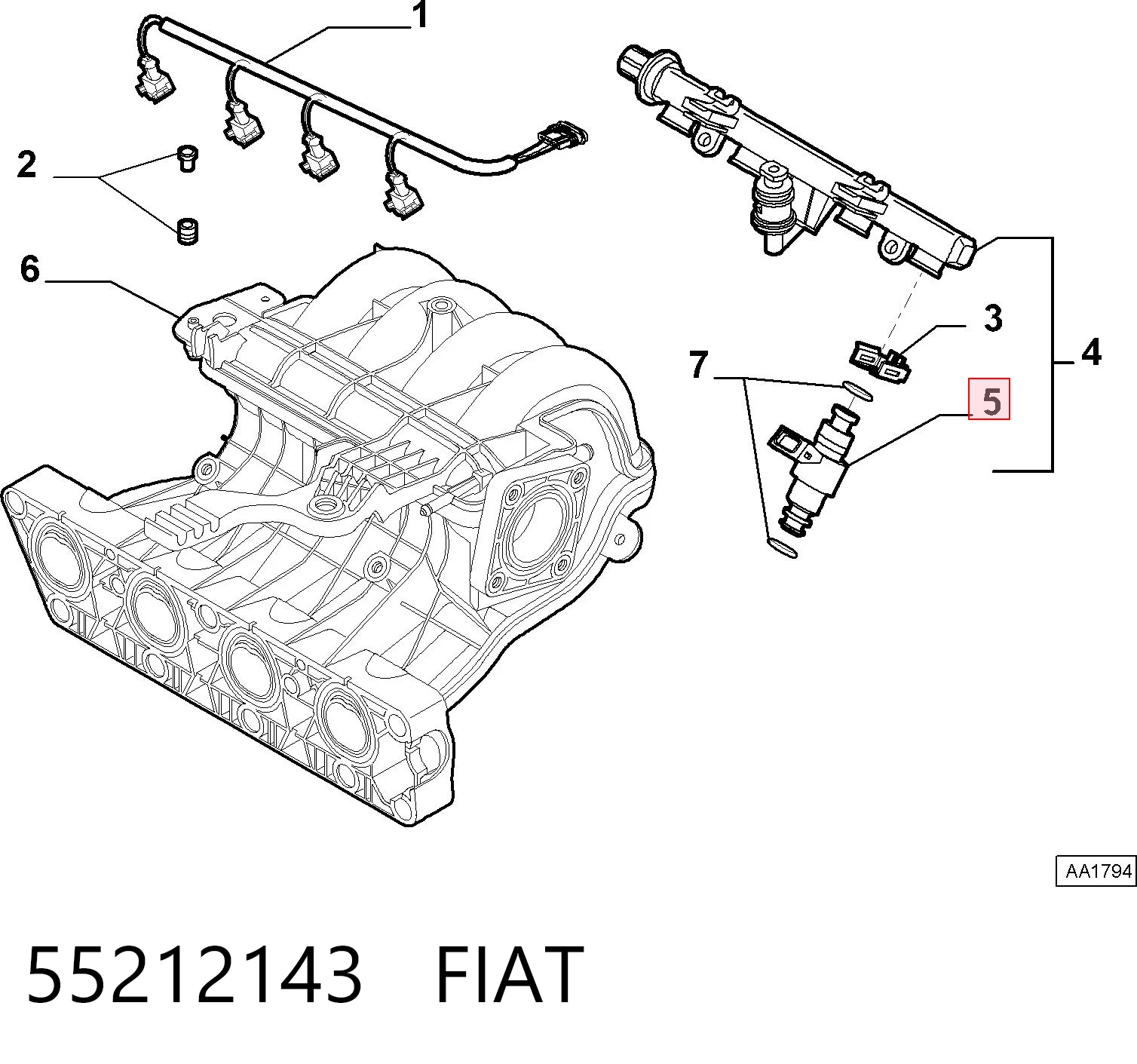 55212143 Fiat/Alfa/Lancia Форсунка вприску палива