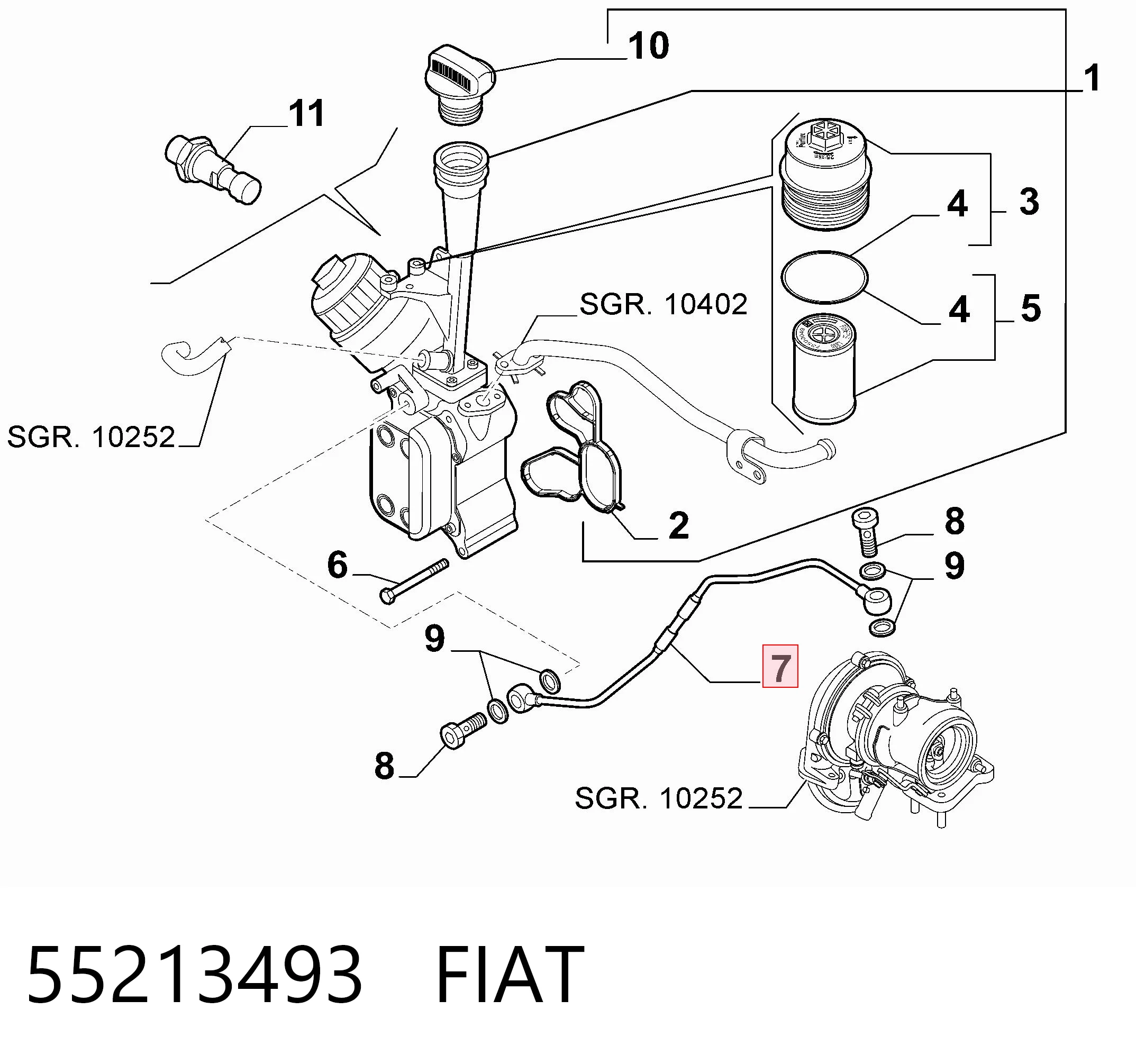 55213493 Fiat/Alfa/Lancia Подача масляна труба