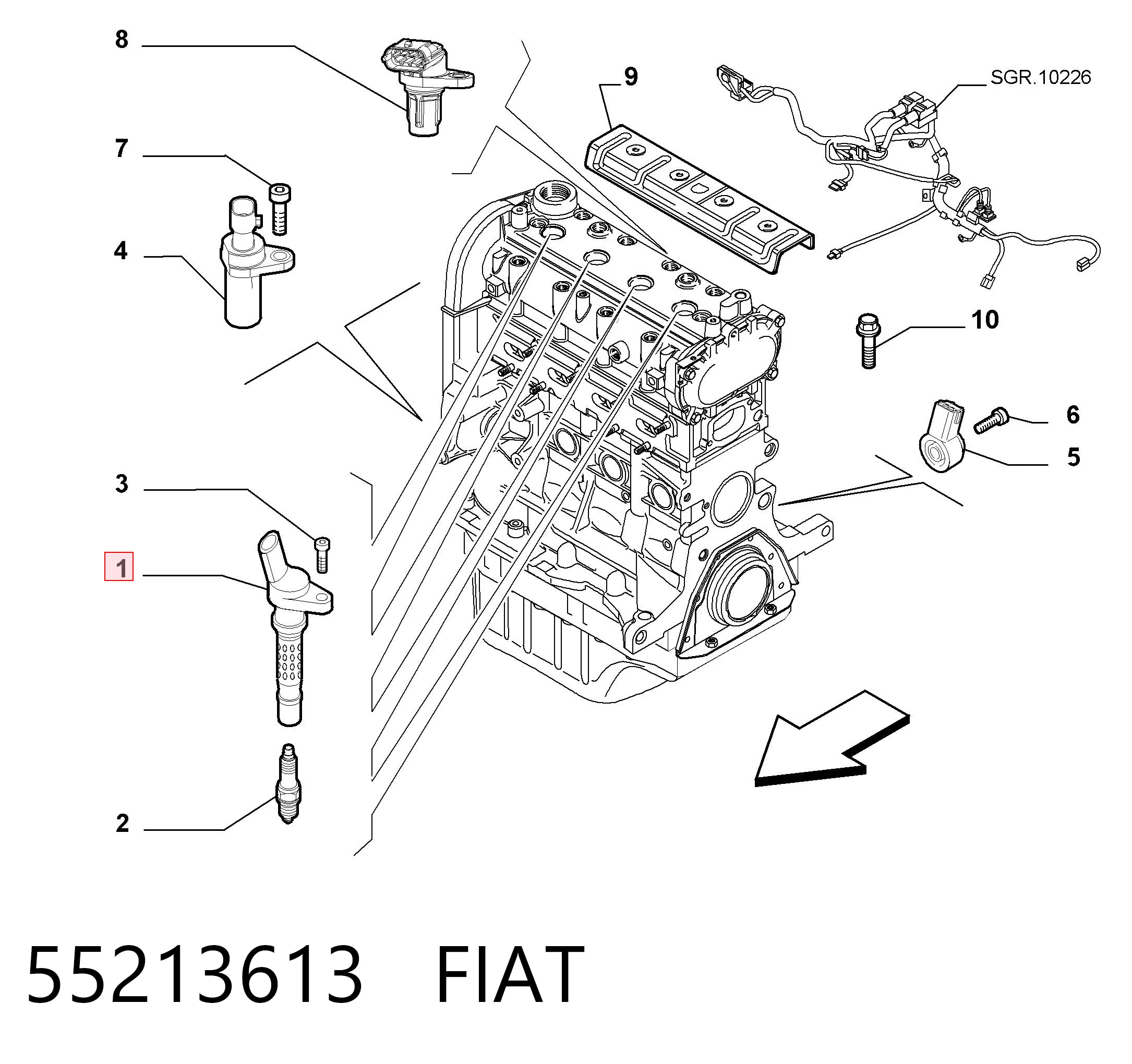 55213613 Fiat/Alfa/Lancia Котушка запалювання