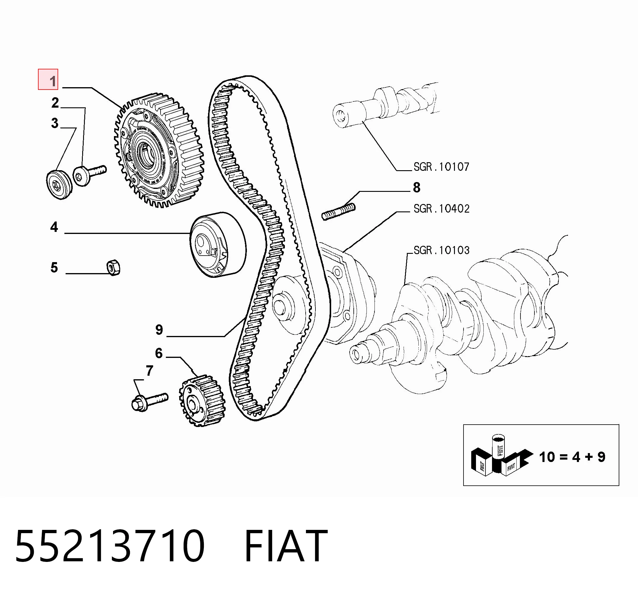 55213710 Fiat/Alfa/Lancia Шестерня приводу розподільного валу
