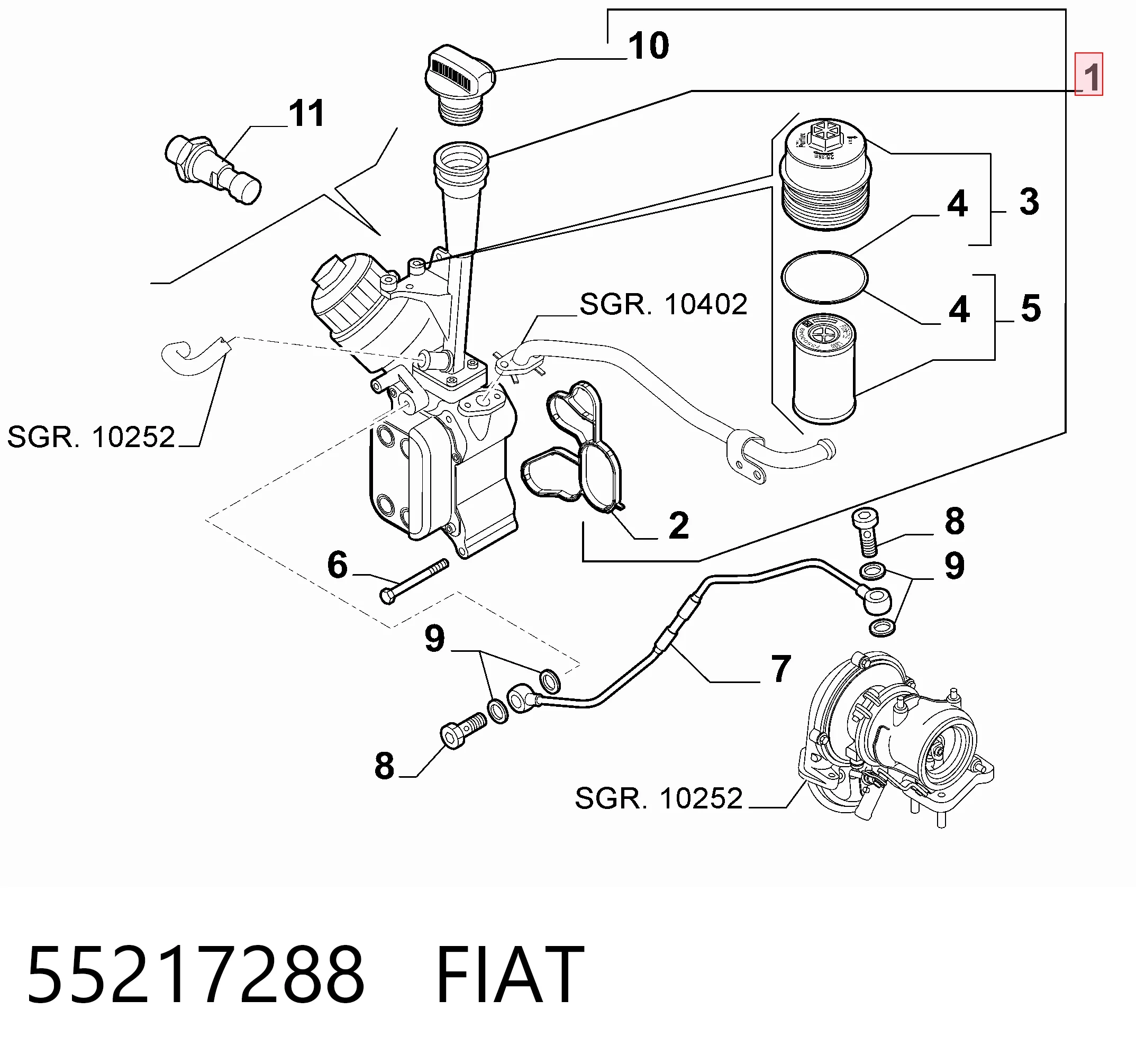 55217288 Fiat/Alfa/Lancia Корпус маслофільтра