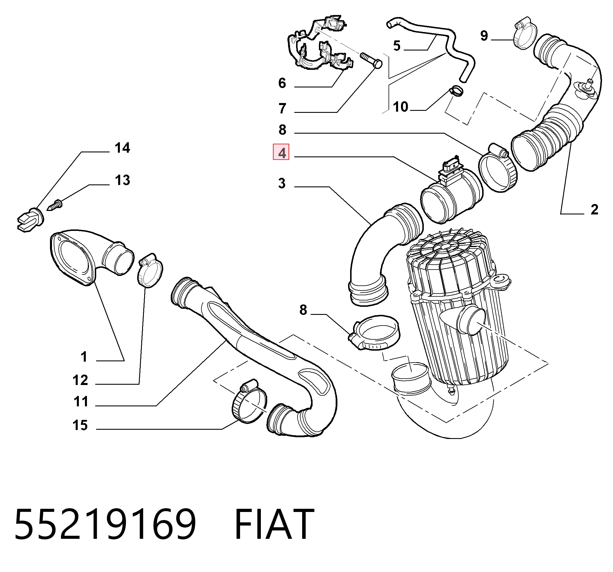 55219169 Fiat/Alfa/Lancia Датчик витрати повітря