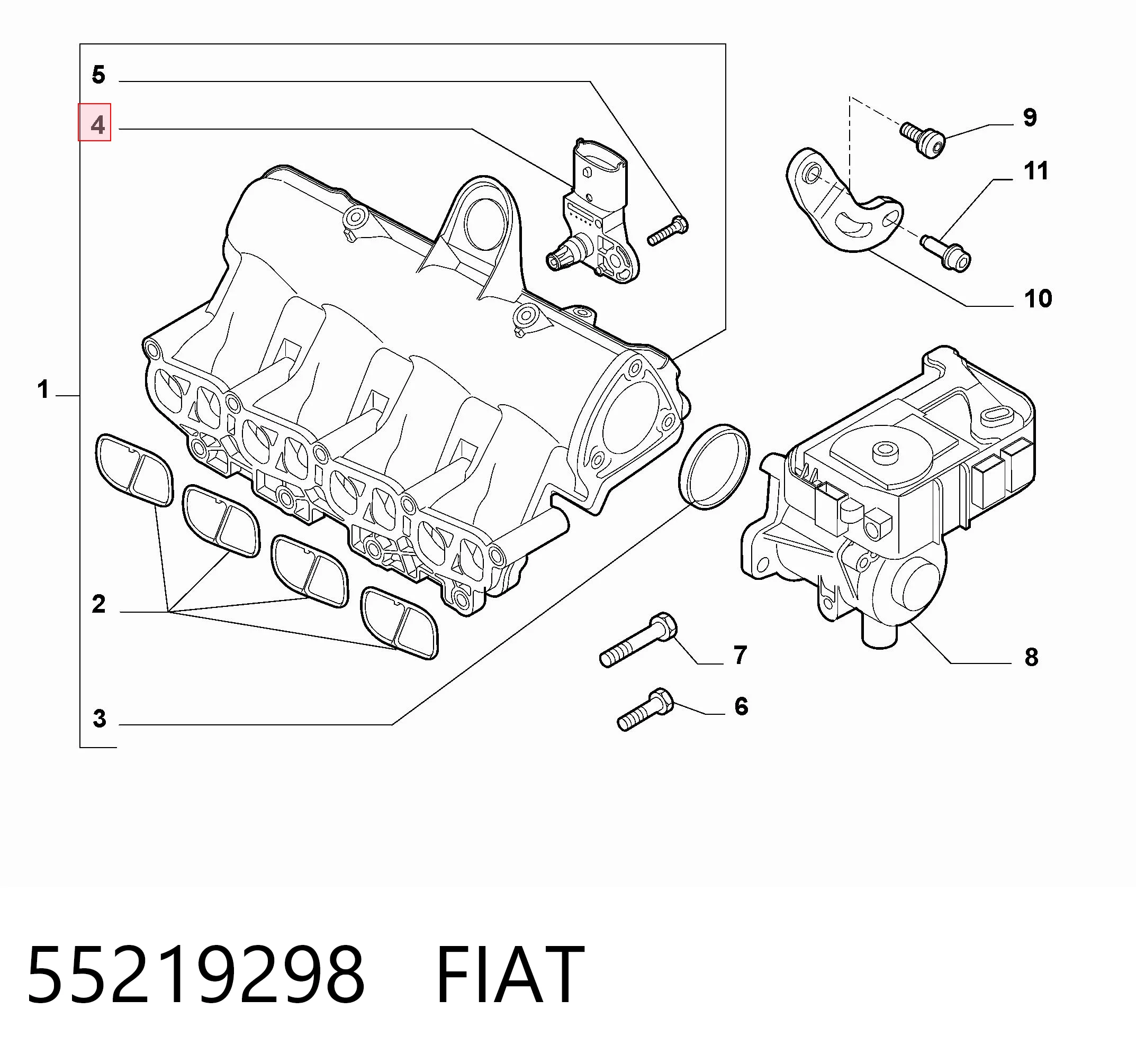 55219298 Fiat/Alfa/Lancia Датчик наддува