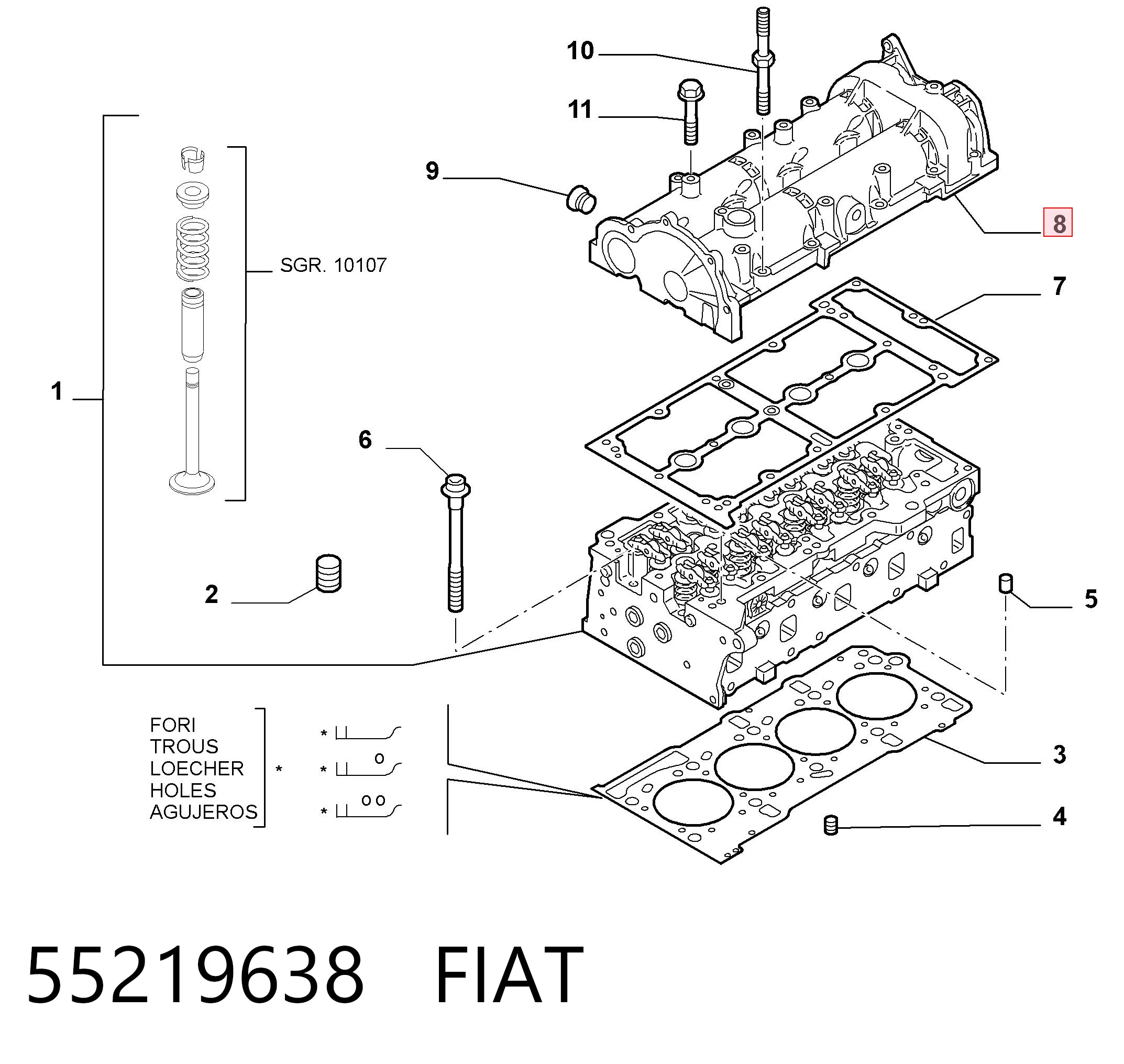 55219638 Opel Постіль розподільного вала