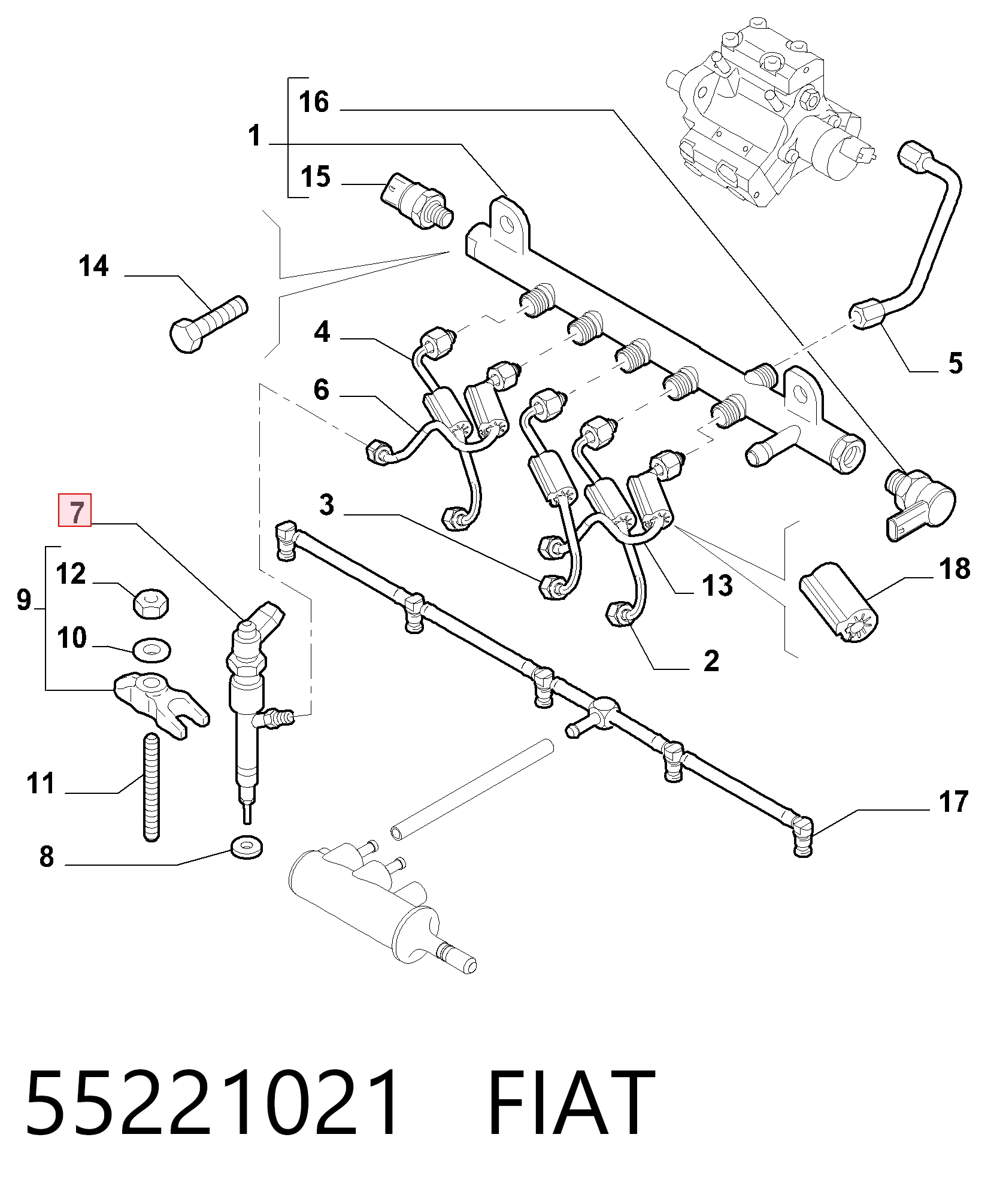 55221021 Fiat/Alfa/Lancia Форсунка вприску палива