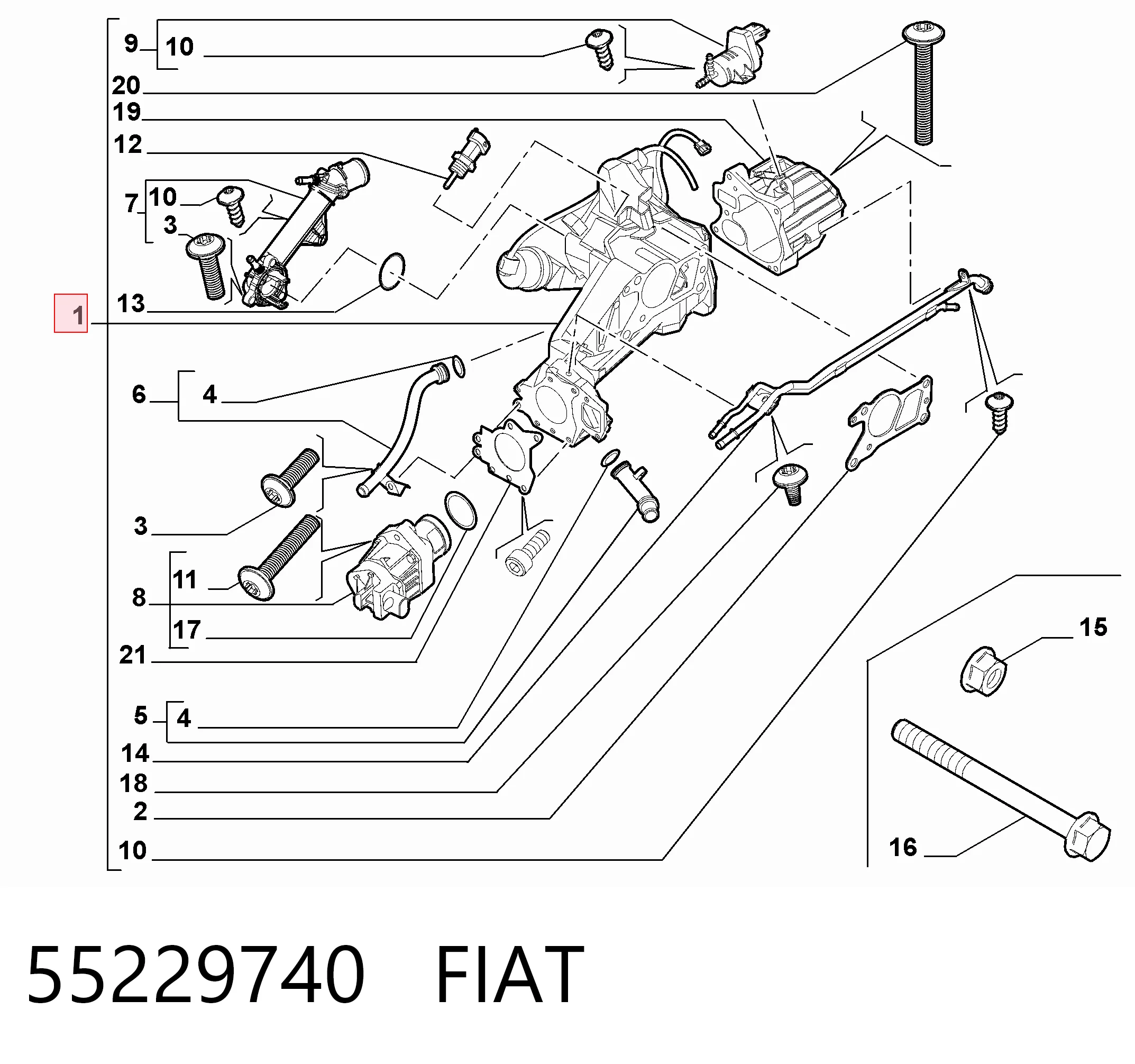 55229740 Fiat/Alfa/Lancia Клапан рециркуляції відпрацьованих газів EGR
