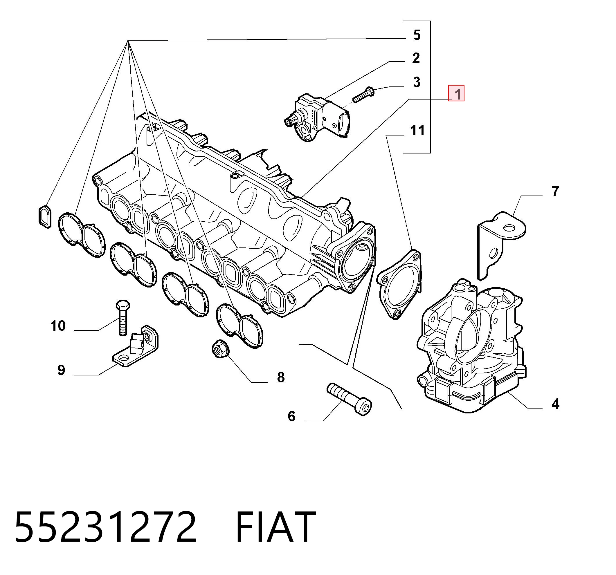 55231272 Fiat/Alfa/Lancia Колектор впускний