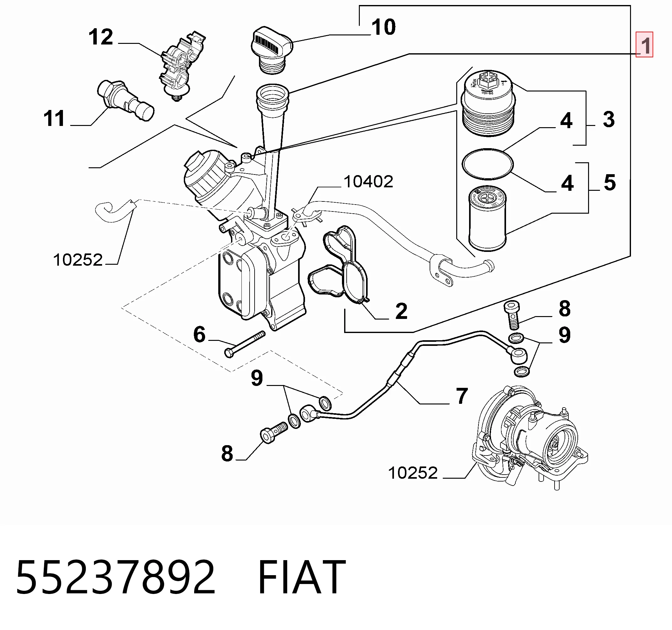 55237892 Fiat/Alfa/Lancia Корпус маслофільтра