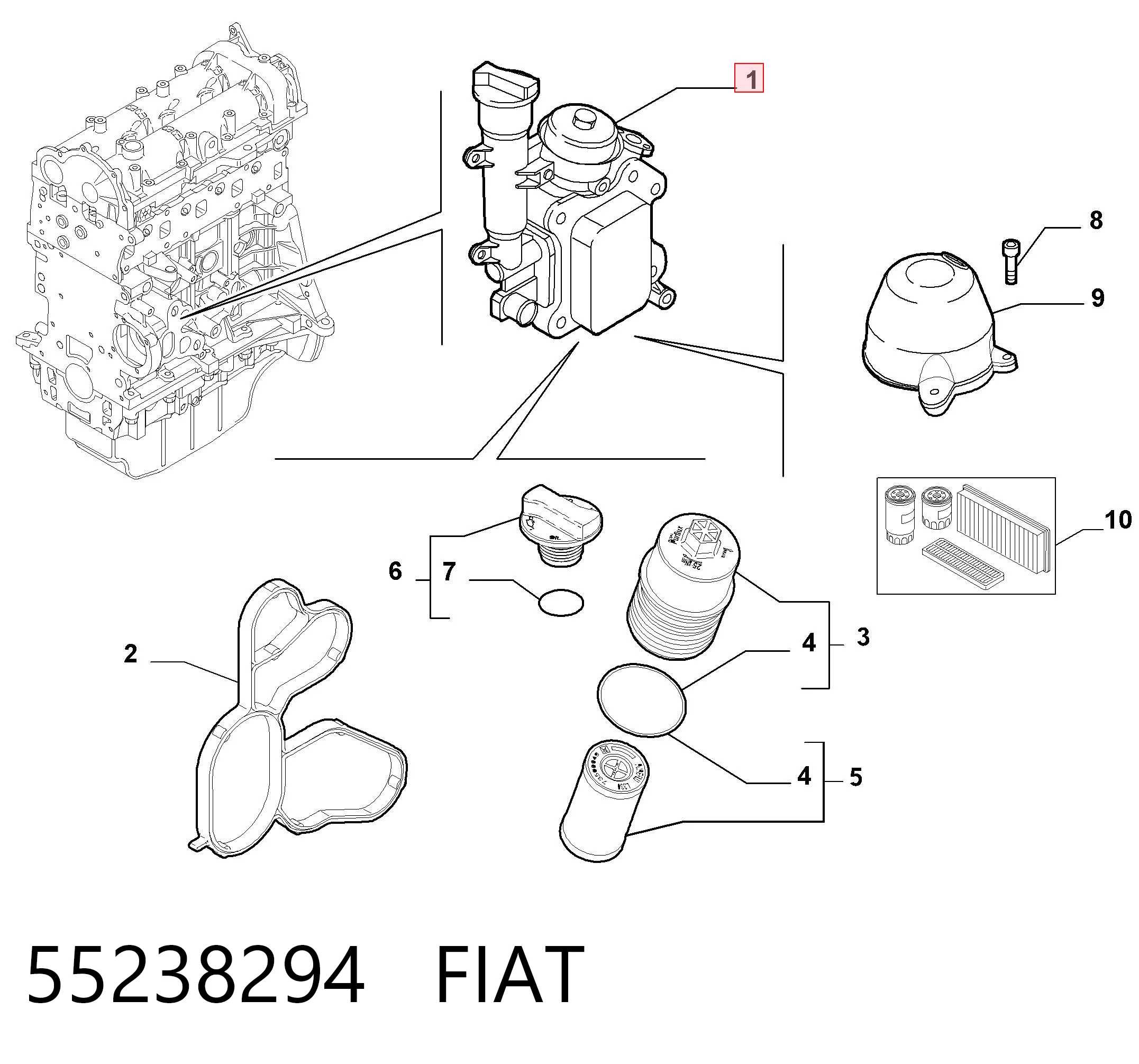 55238294 Fiat/Alfa/Lancia Корпус маслофільтра