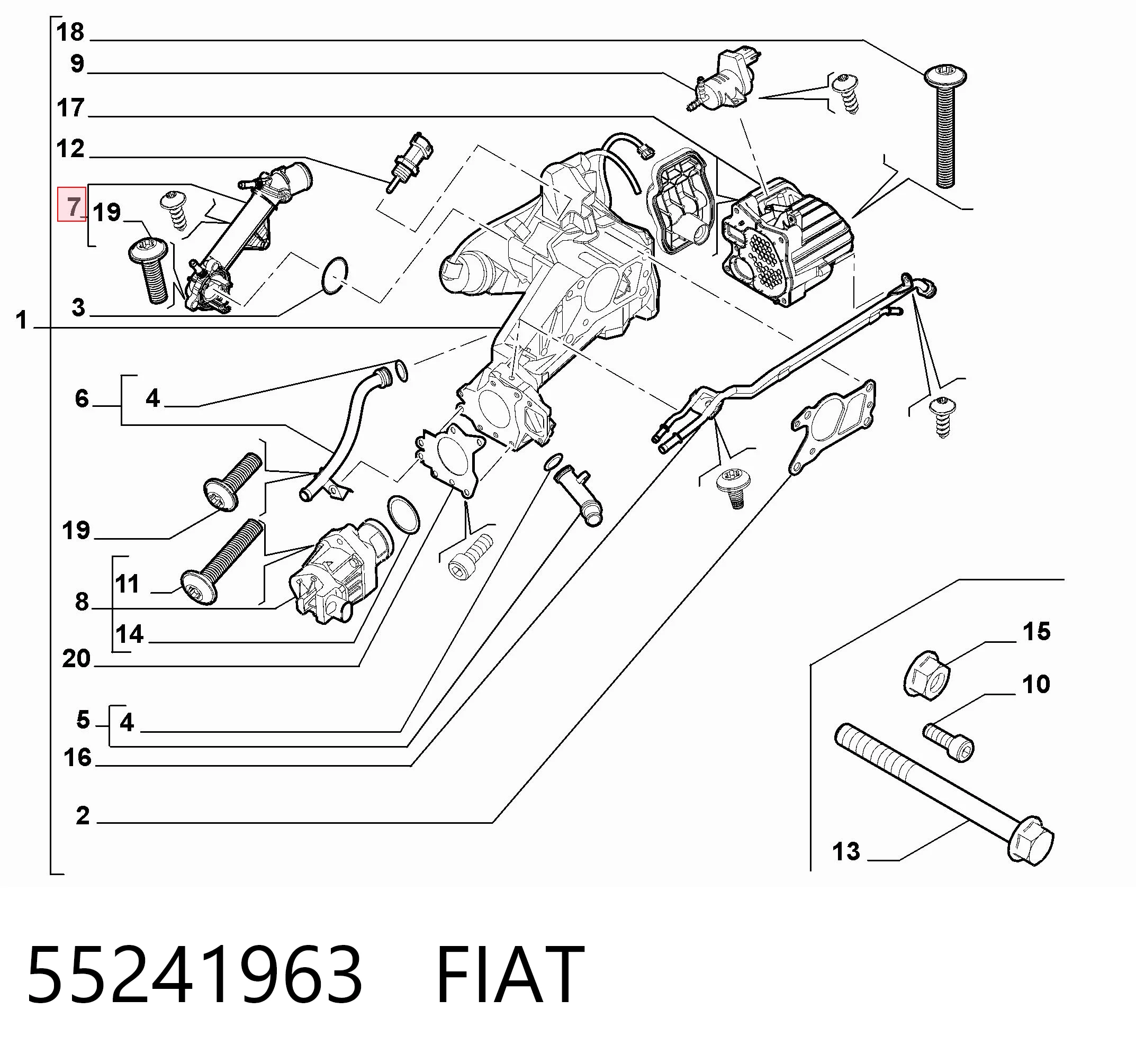 55241963 Fiat/Alfa/Lancia Корпус термостата в зборі
