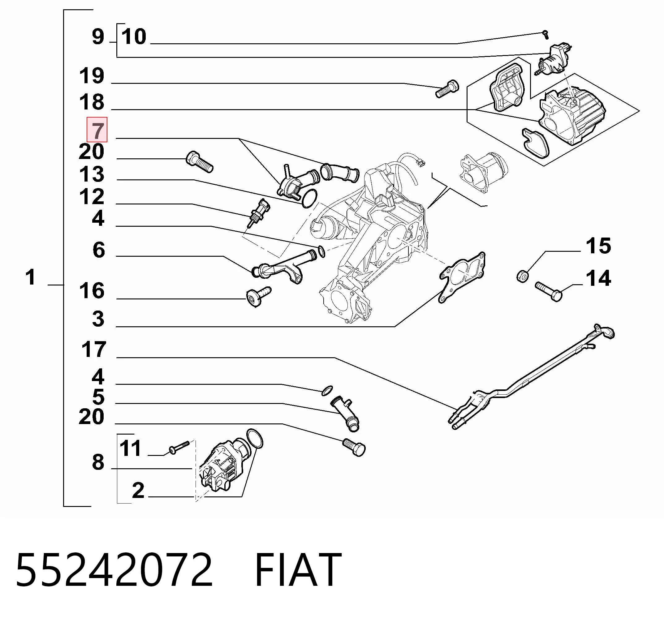 55242072 Fiat/Alfa/Lancia Кришка термостата
