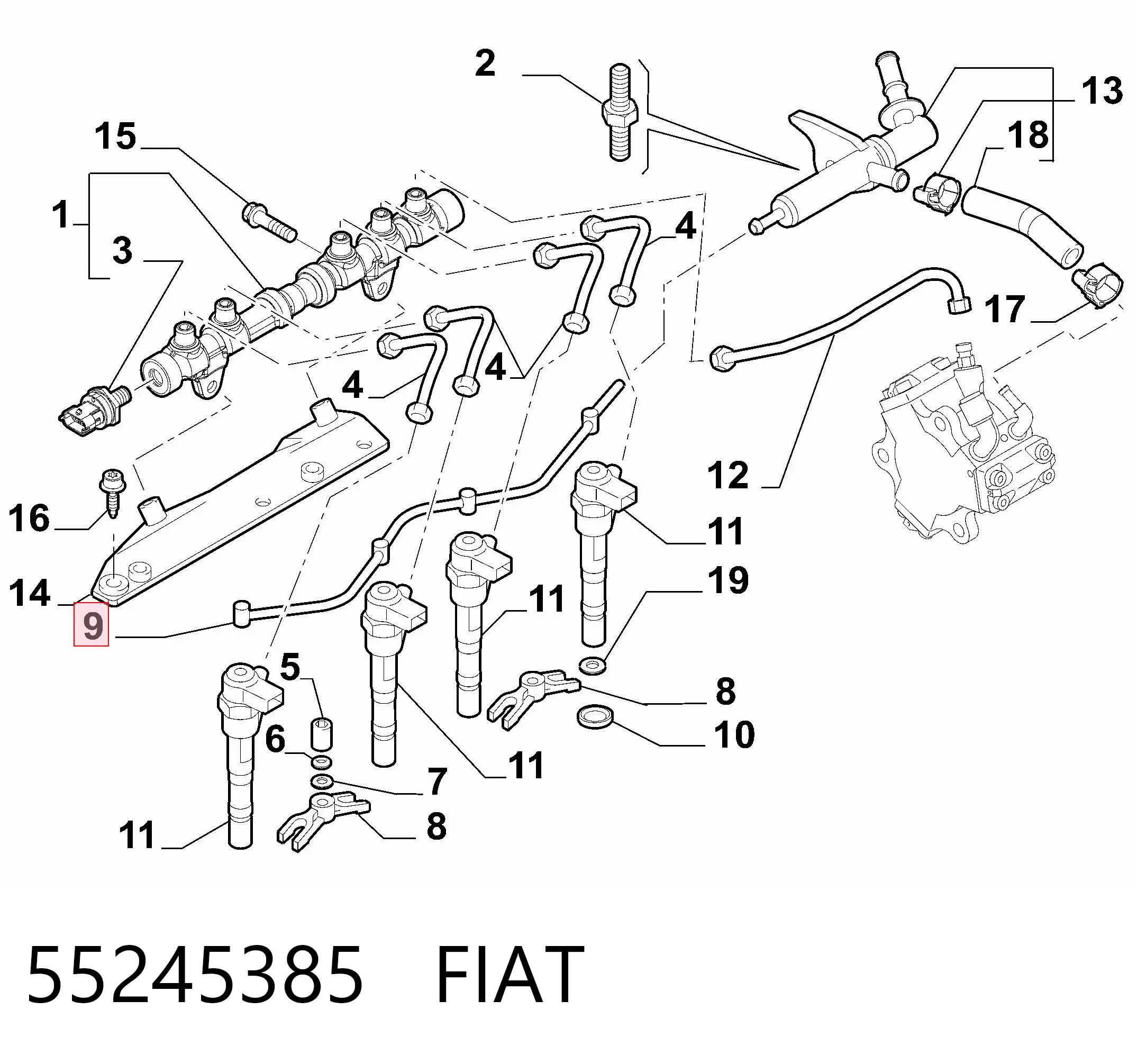 Купити 1609628480 Peugeot/Citroen Трубка паливна, зворотня від форсунок