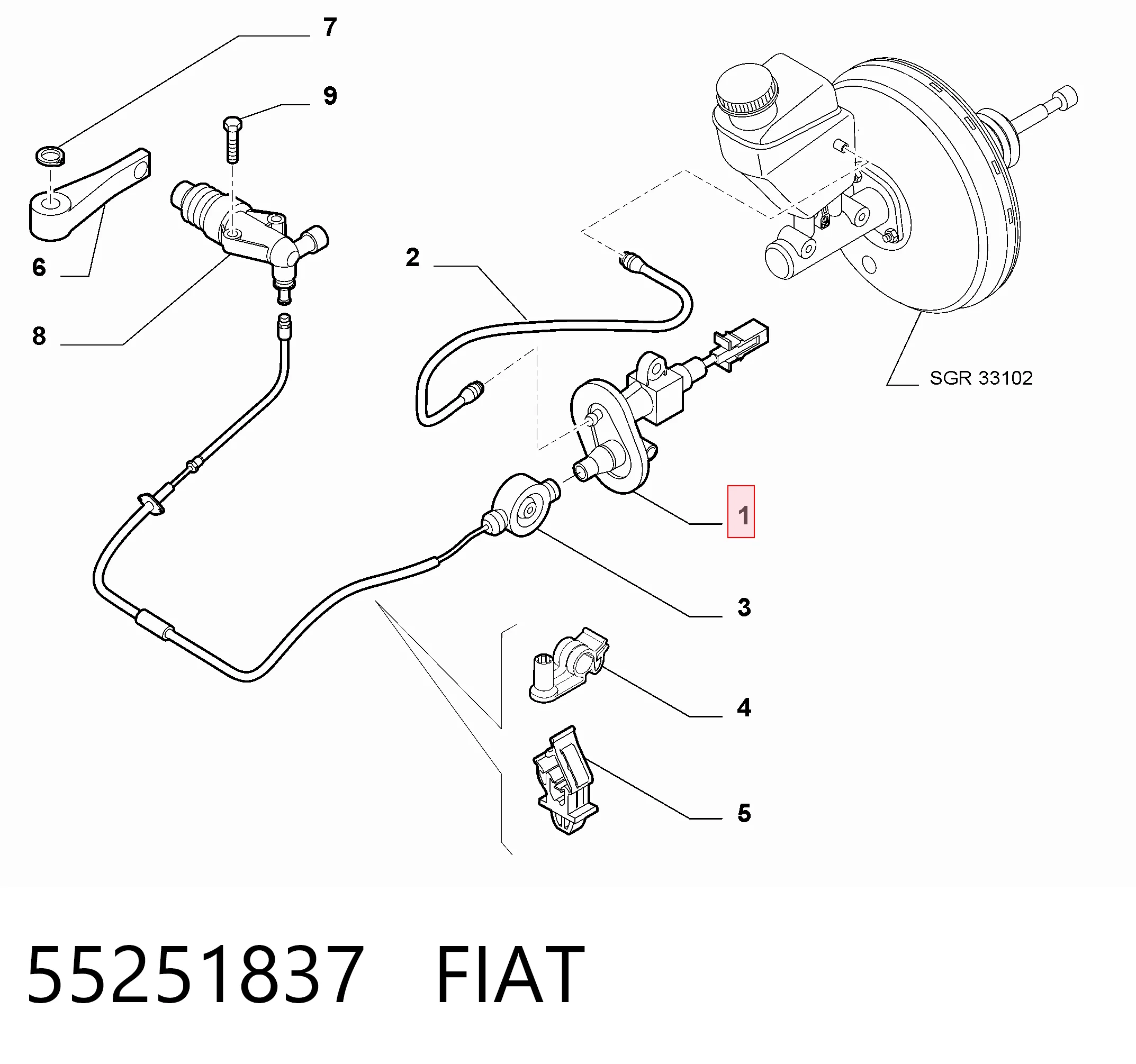 55251837 Fiat/Alfa/Lancia Циліндр зчеплення, головний