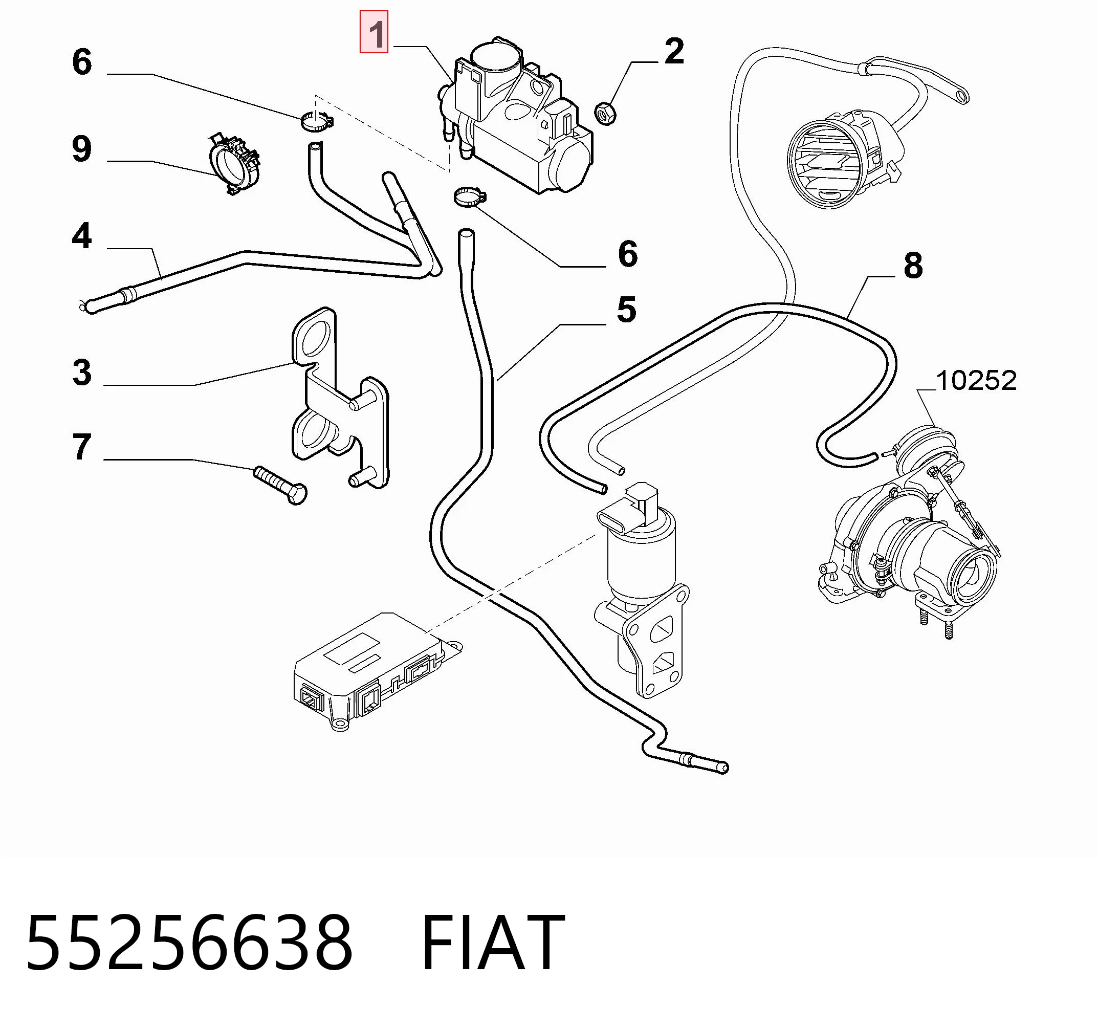 55256638 Fiat/Alfa/Lancia Клапан перетворювач тиску наддуву (соленоїд)