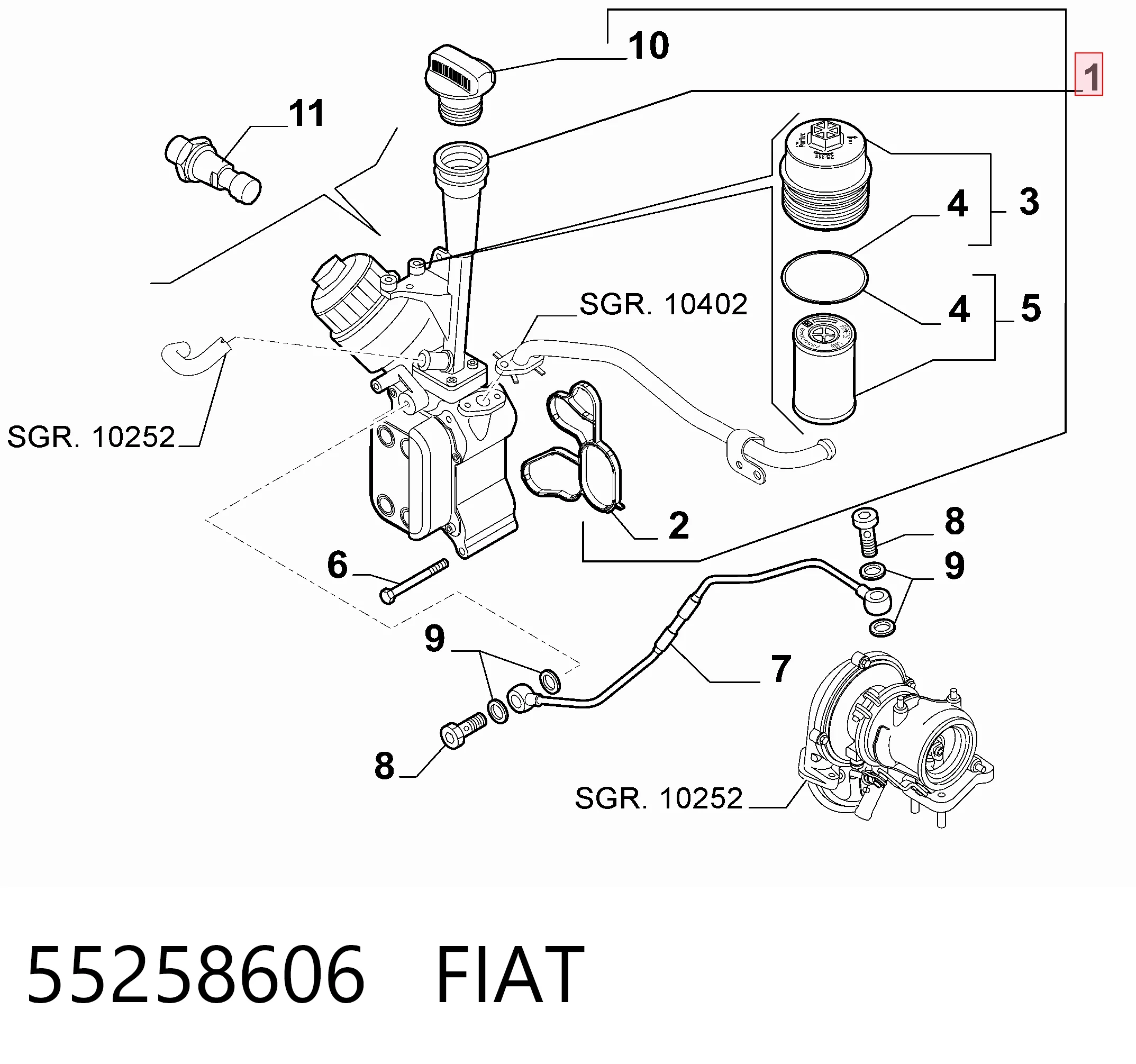 55258606 Fiat/Alfa/Lancia Корпус маслофільтра