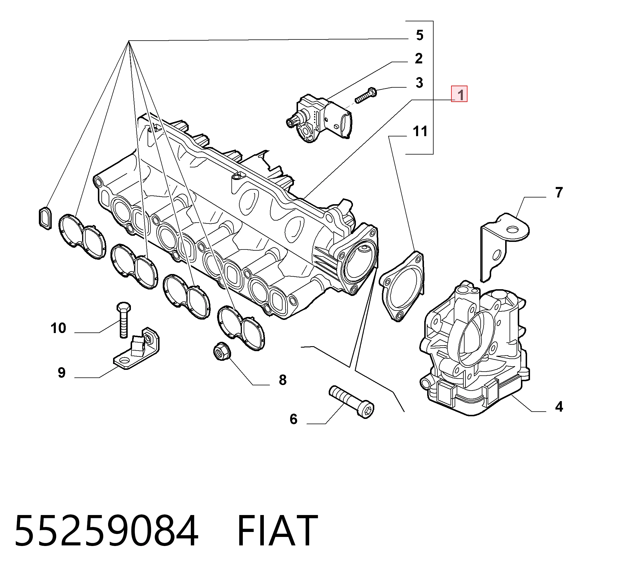 55259084 Fiat/Alfa/Lancia Колектор впускний
