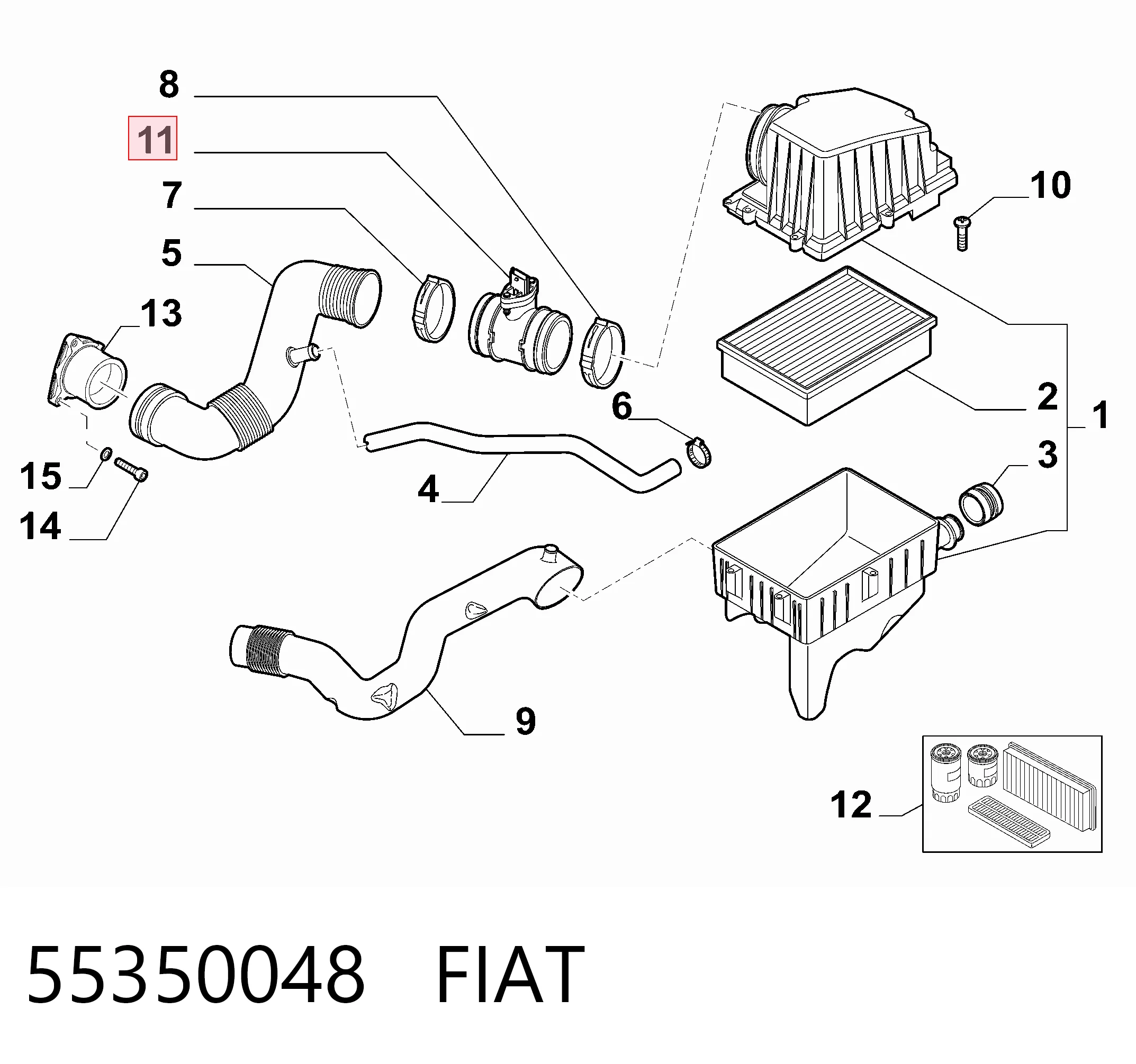 55350048 Fiat/Alfa/Lancia Датчик витрати повітря
