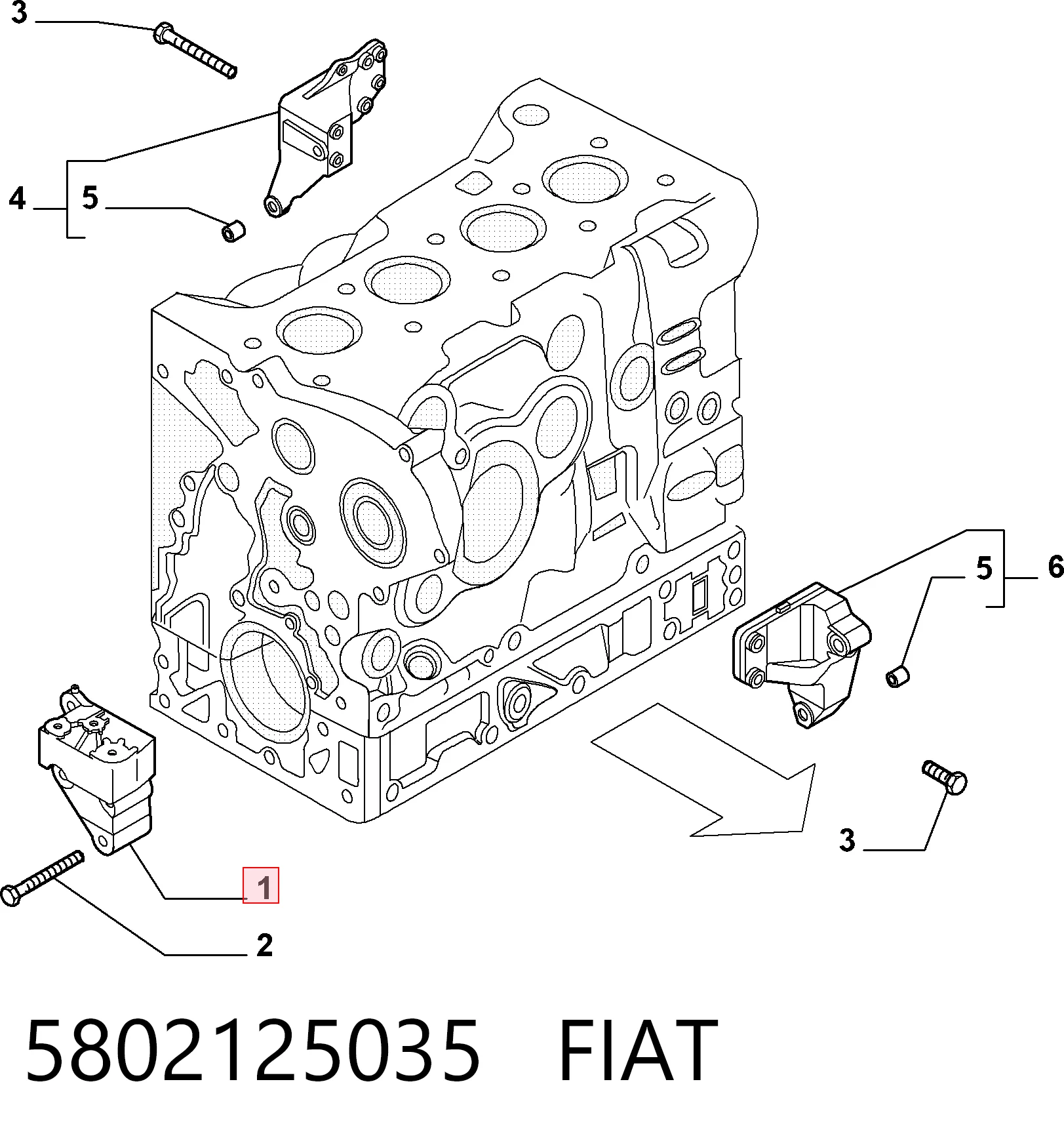 FT52645 Fast Кронштейн подушки (опори) двигуна, правої