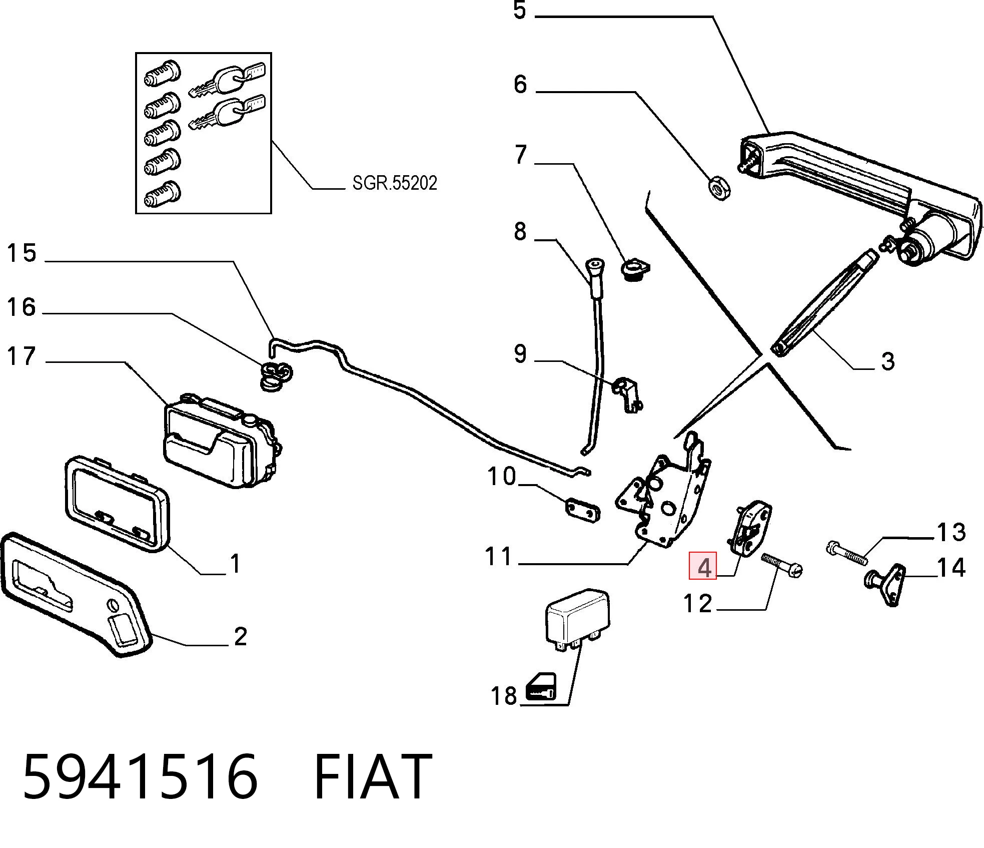 Замок водійських дверей на Fiat Fiorino  146 Uno