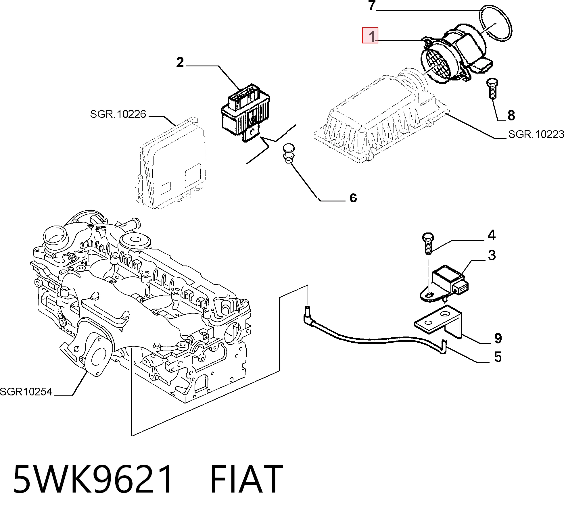 5WK9621 Fiat/Alfa/Lancia Датчик витрати повітря