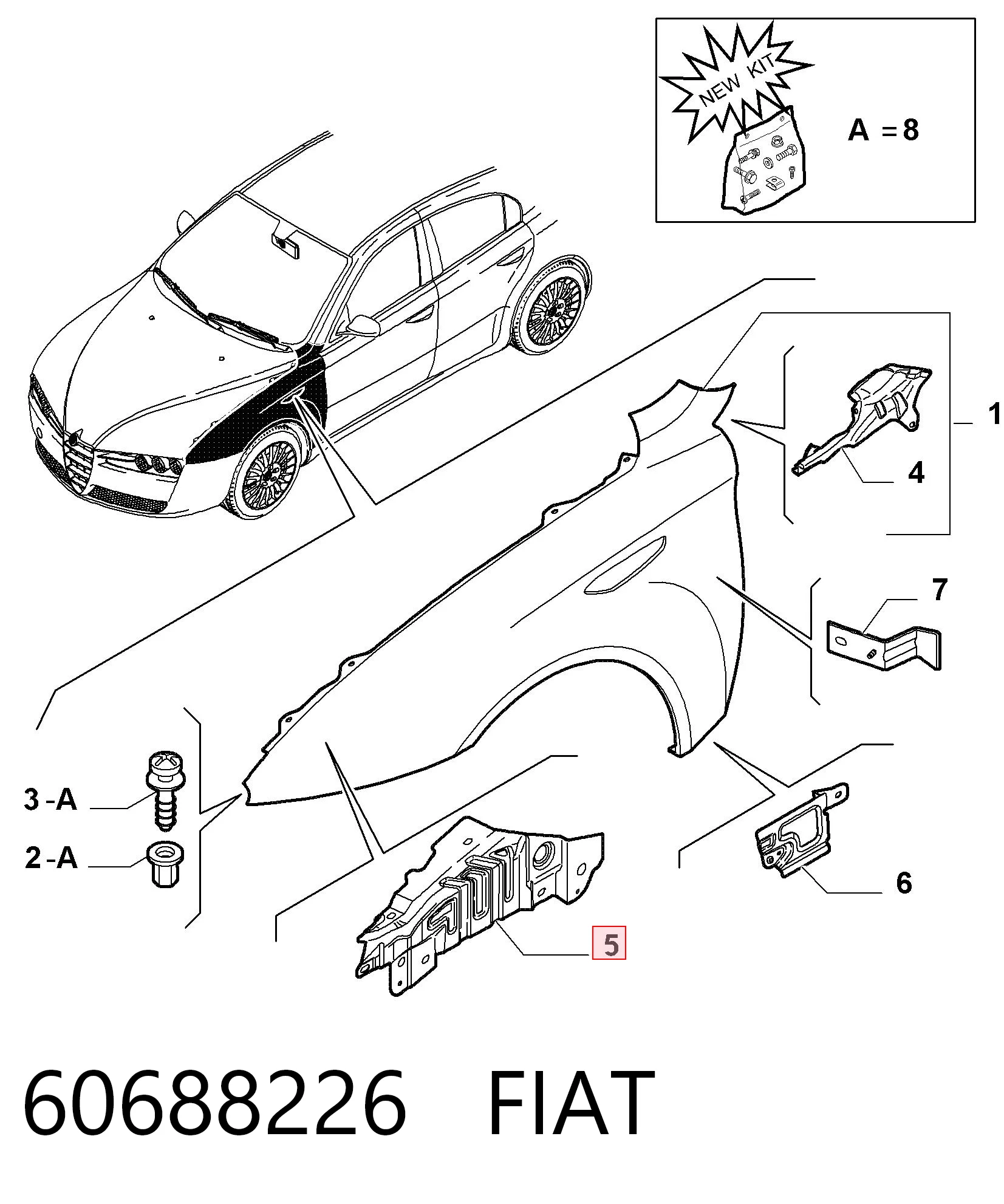 Крило переднє праве Alfa Romeo 159 седан (939) (2005 - 2011) ціна, від 227.84 USD
