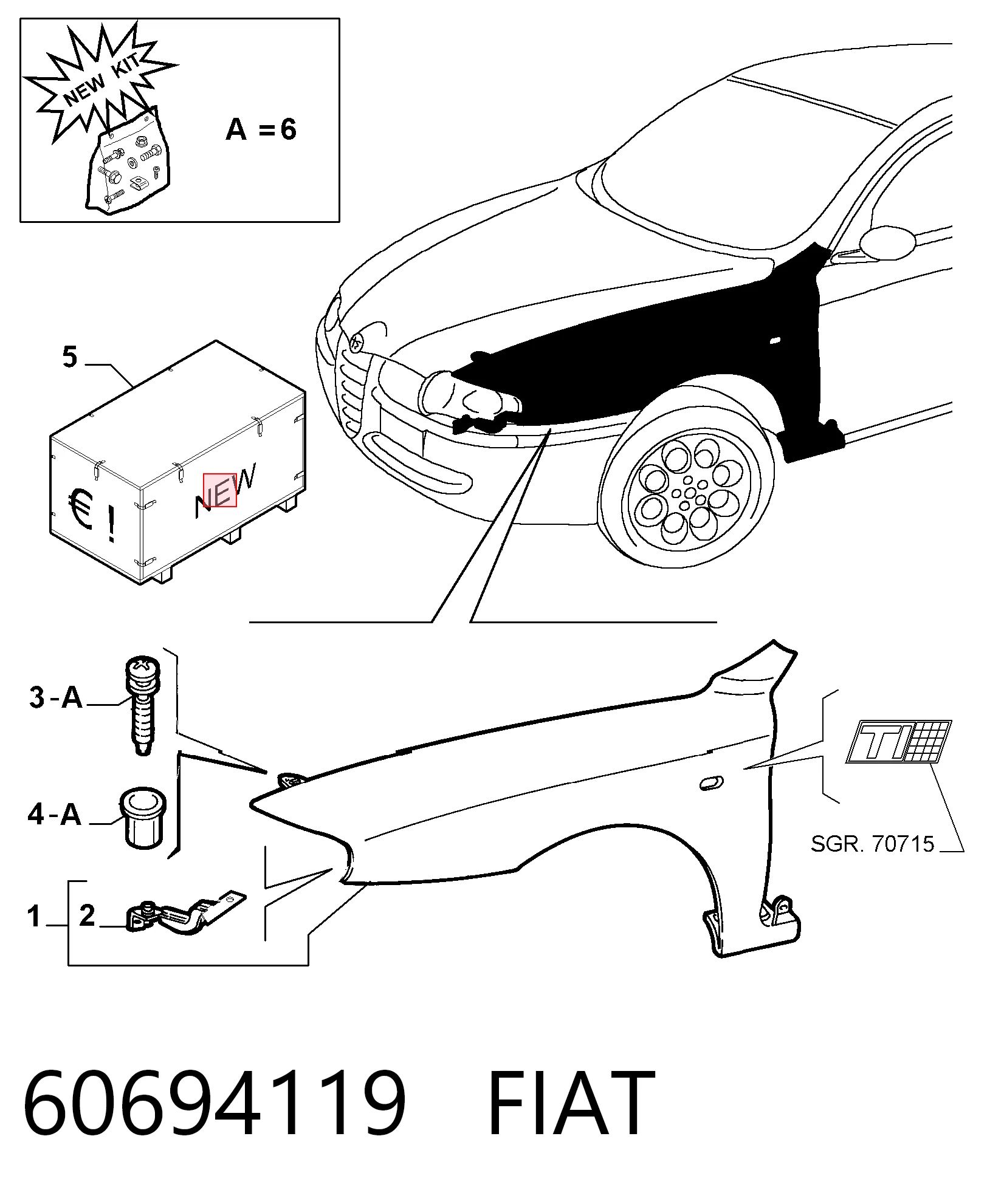 Крило переднє праве Alfa Romeo 147 хетчбек (937) (2001 - 2010) ціна, від 104.03 USD