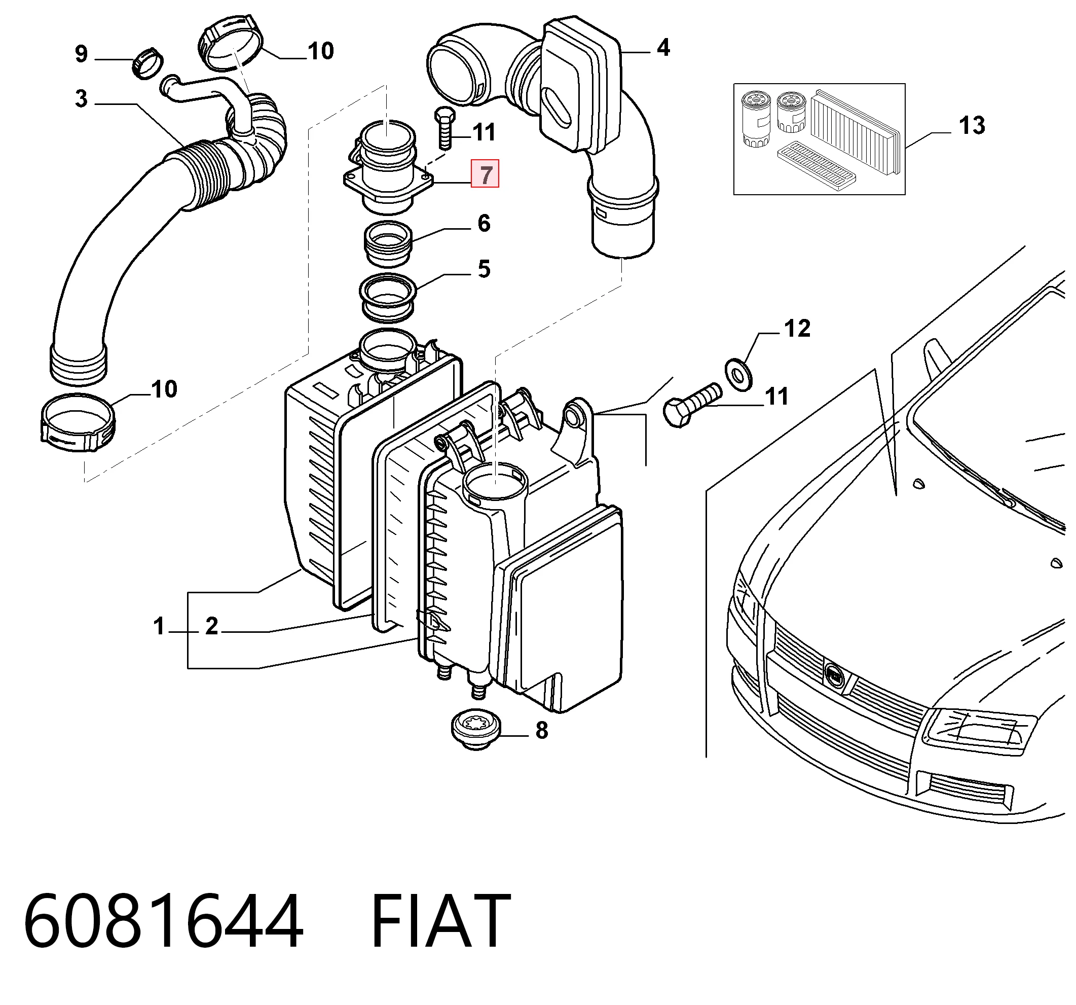 6081644 Fiat/Alfa/Lancia Датчик витрати повітря