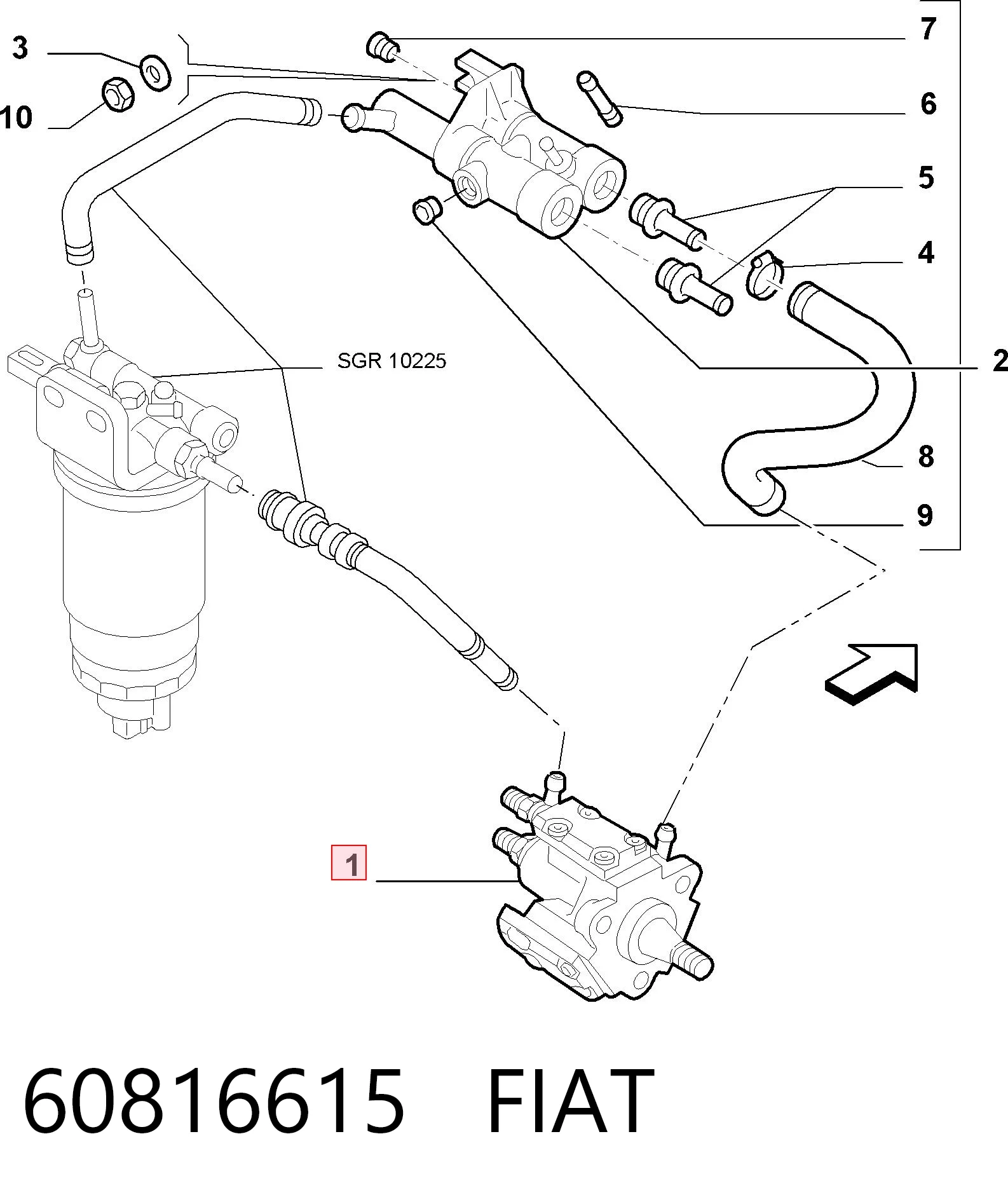60816615 Fiat/Alfa/Lancia Насос паливний високого тиску (ПНВТ)