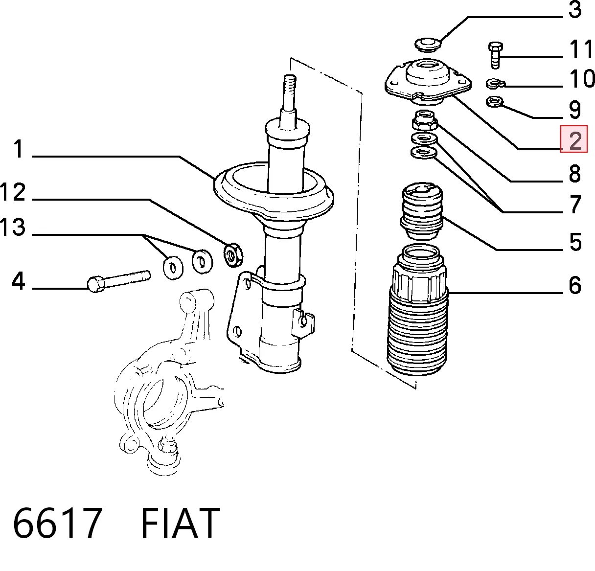 6617 Fiat/Alfa/Lancia Кріплення переднього амортизатора