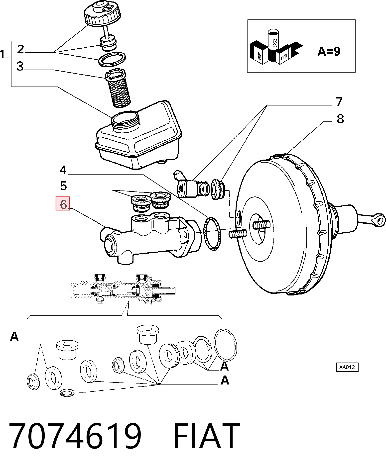 Купити Головний гальмівний циліндр Fiat Fiorino  146 Uno