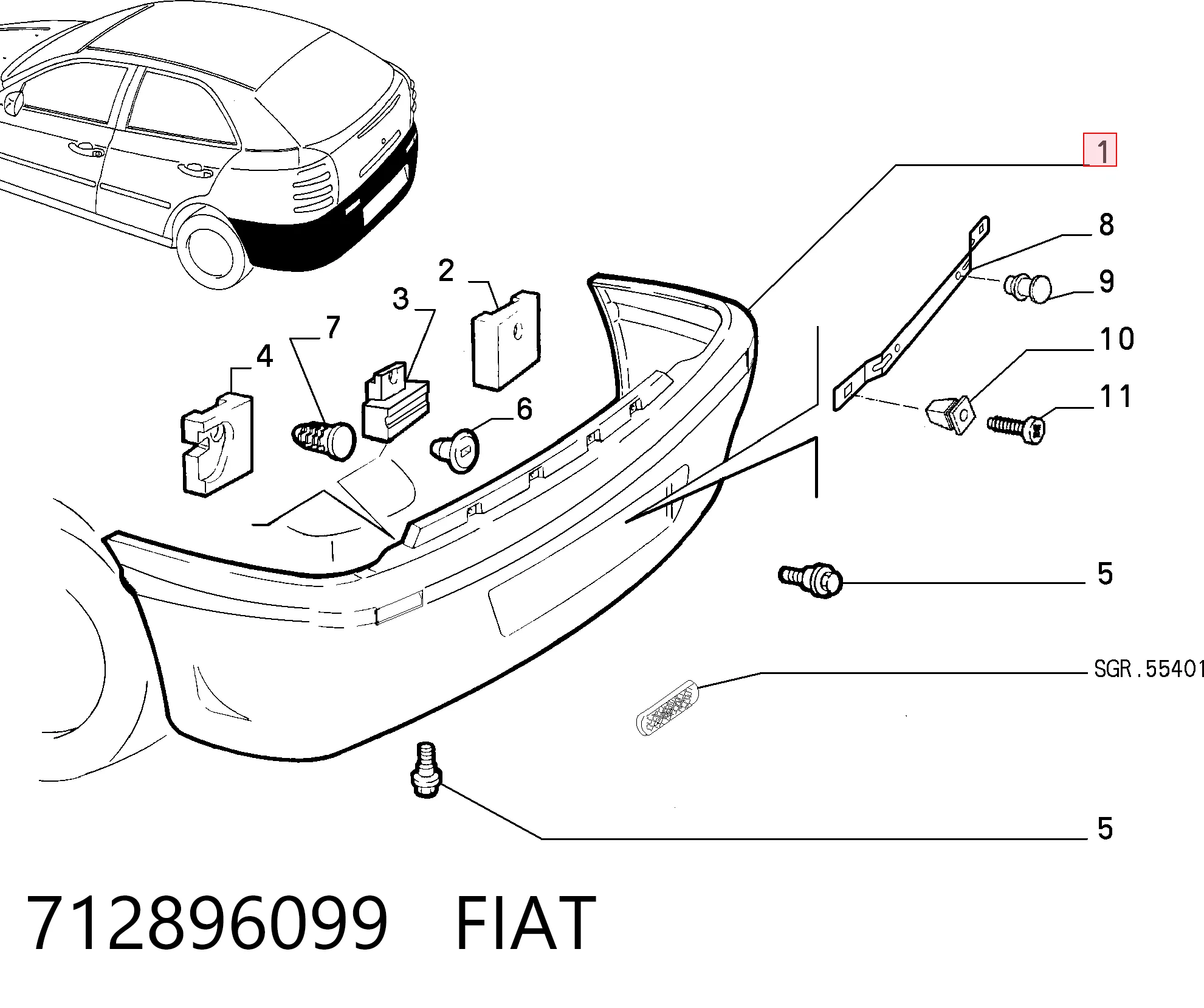 Буфер (бампер) задній на Fiat Brava  182