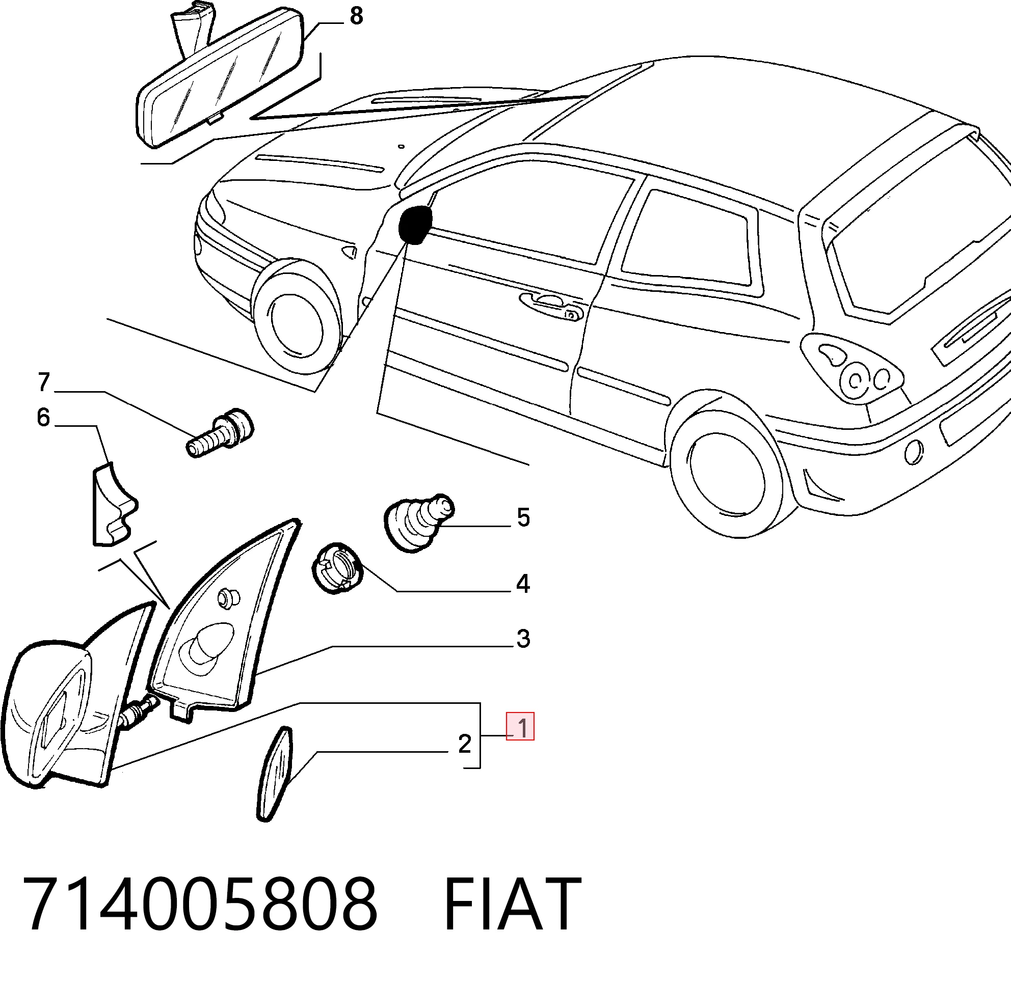  Ліве бокове дзеркало Fiat Bravo 1