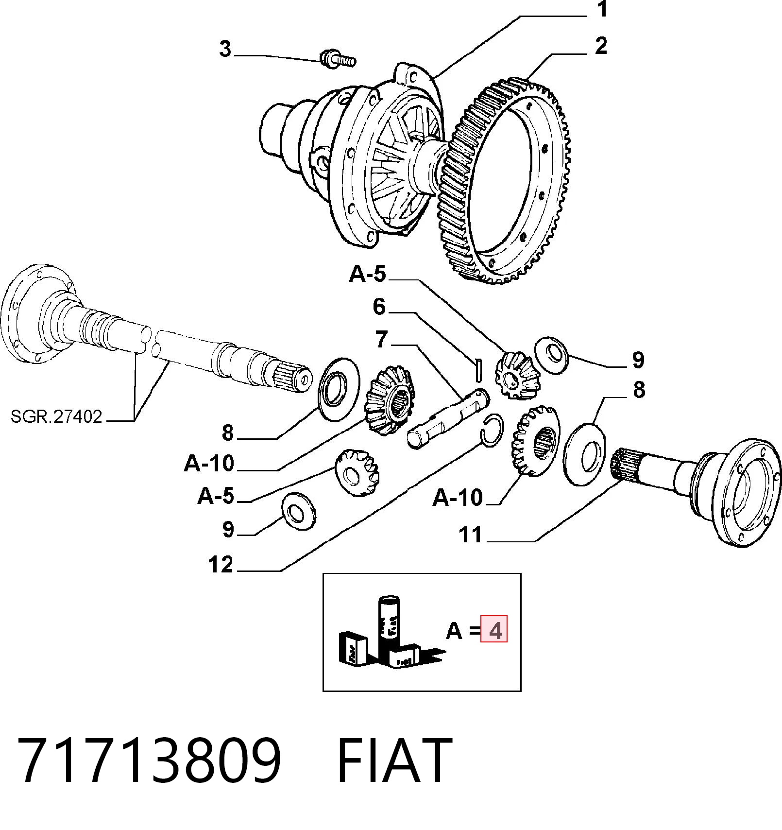 71719742 Chrysler Набір сателітів редуктора заднього моста