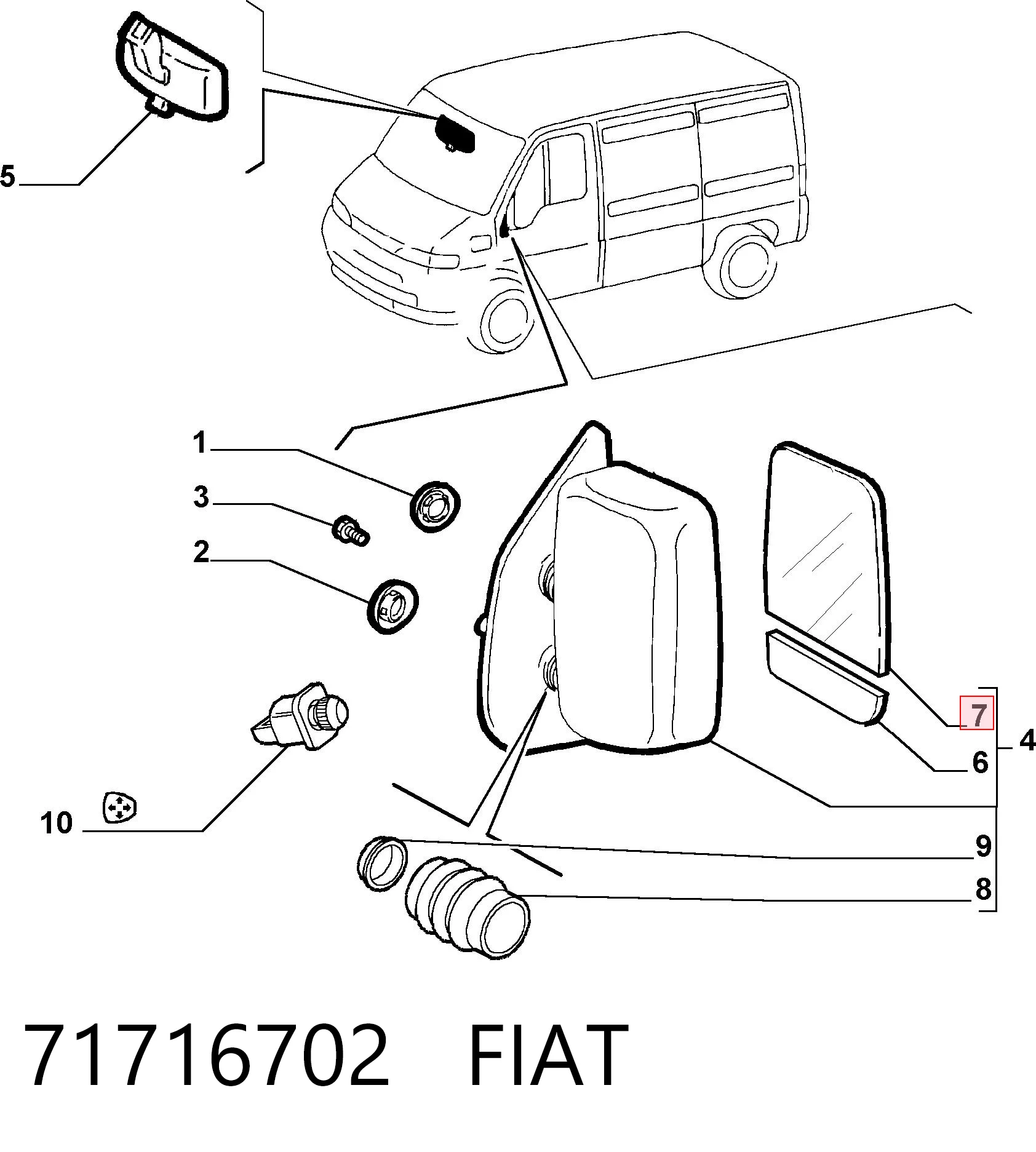 Дзеркальний елемент лівий Peugeot/Citroen 93160521