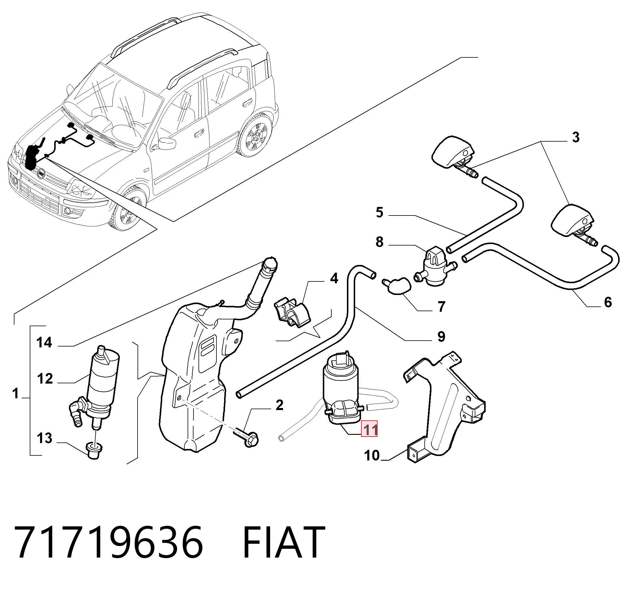 71719636 Fiat/Alfa/Lancia Моторчик омивача скла передній/задній