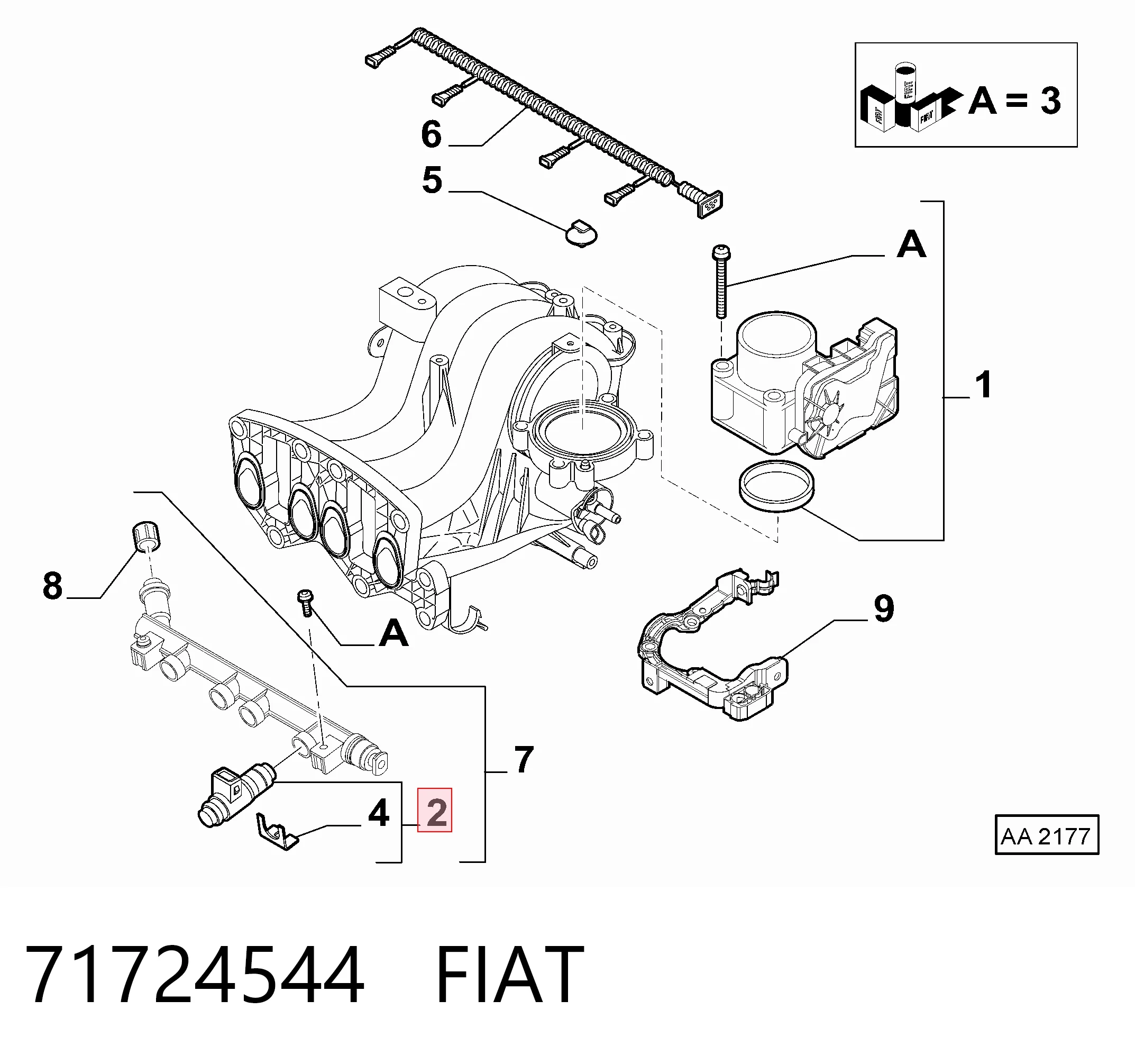 71724544 Fiat/Alfa/Lancia Форсунка вприску палива